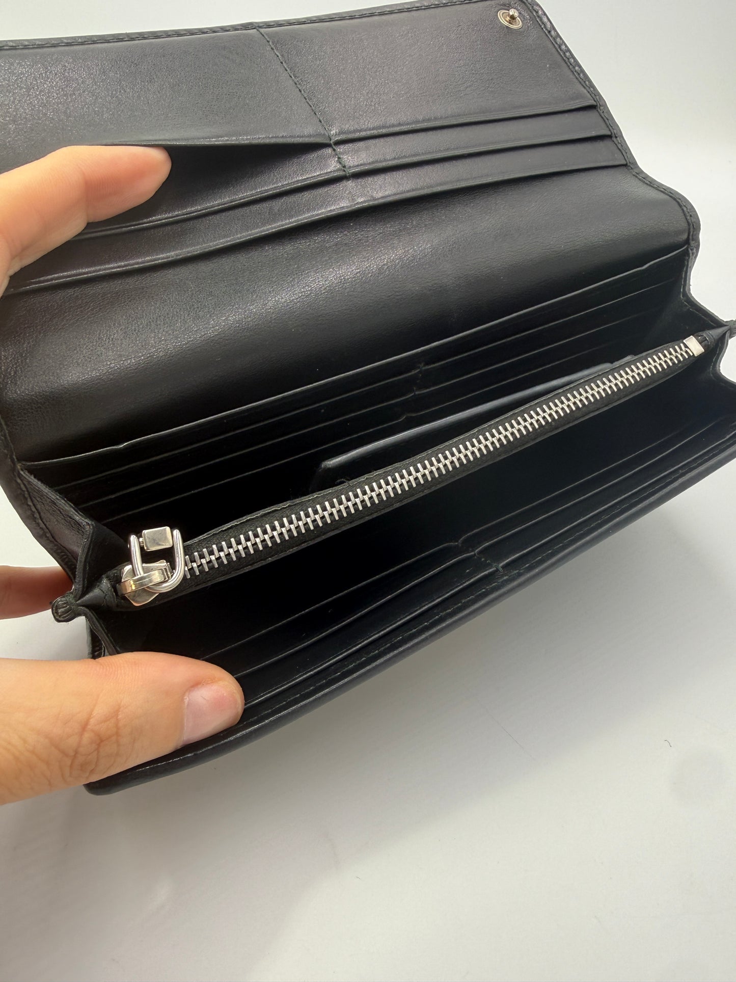 Miu Miu Blue Denim Embroidered Long Wallet with Card Holder