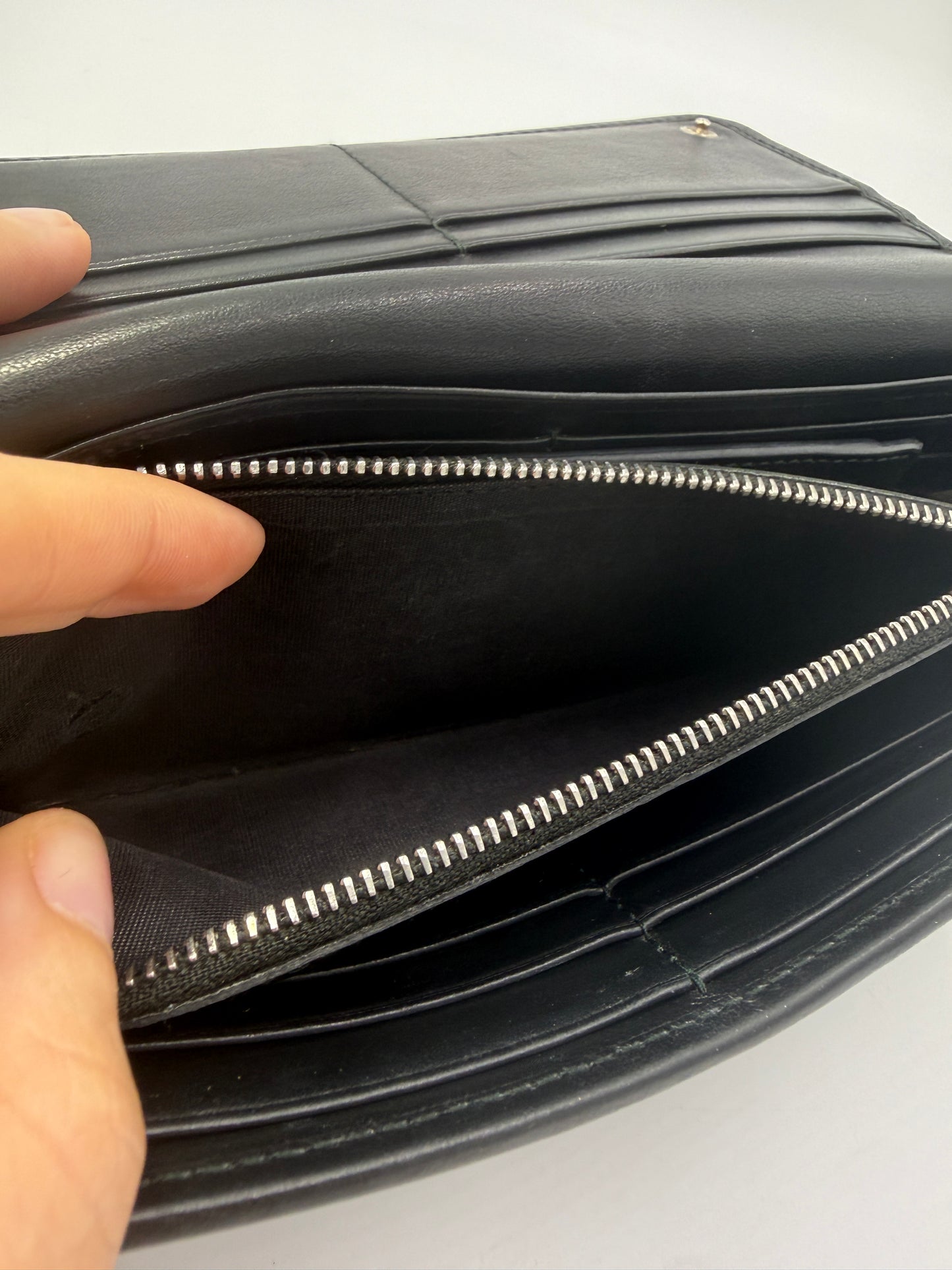 Miu Miu Blue Denim Embroidered Long Wallet with Card Holder