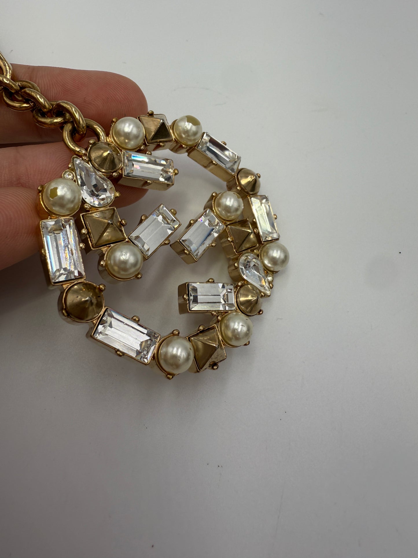 Gucci Bijoux Pearl Interlocking GG Bag Charm Keychain