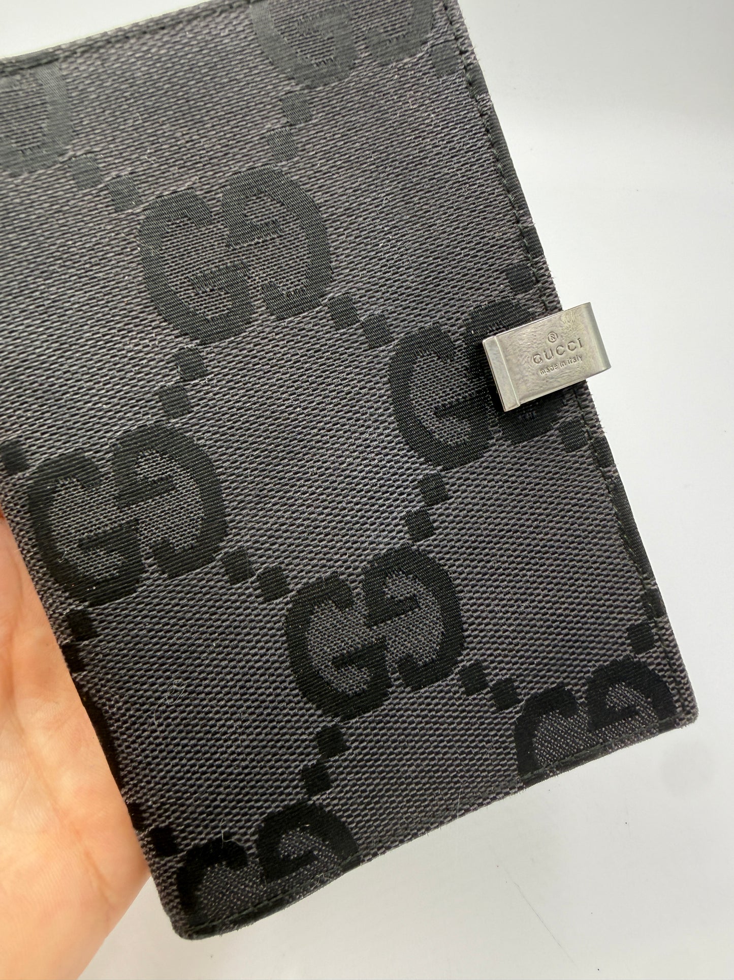 Gucci Black Jumbo Guccissima Uncoated Canvas PM Size Agenda Cover