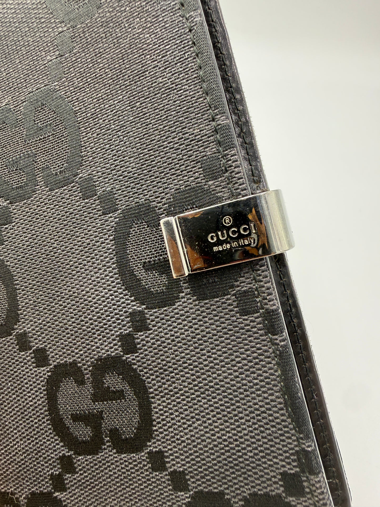 Gucci Black Jumbo Guccissima Uncoated Canvas PM Size Agenda Cover