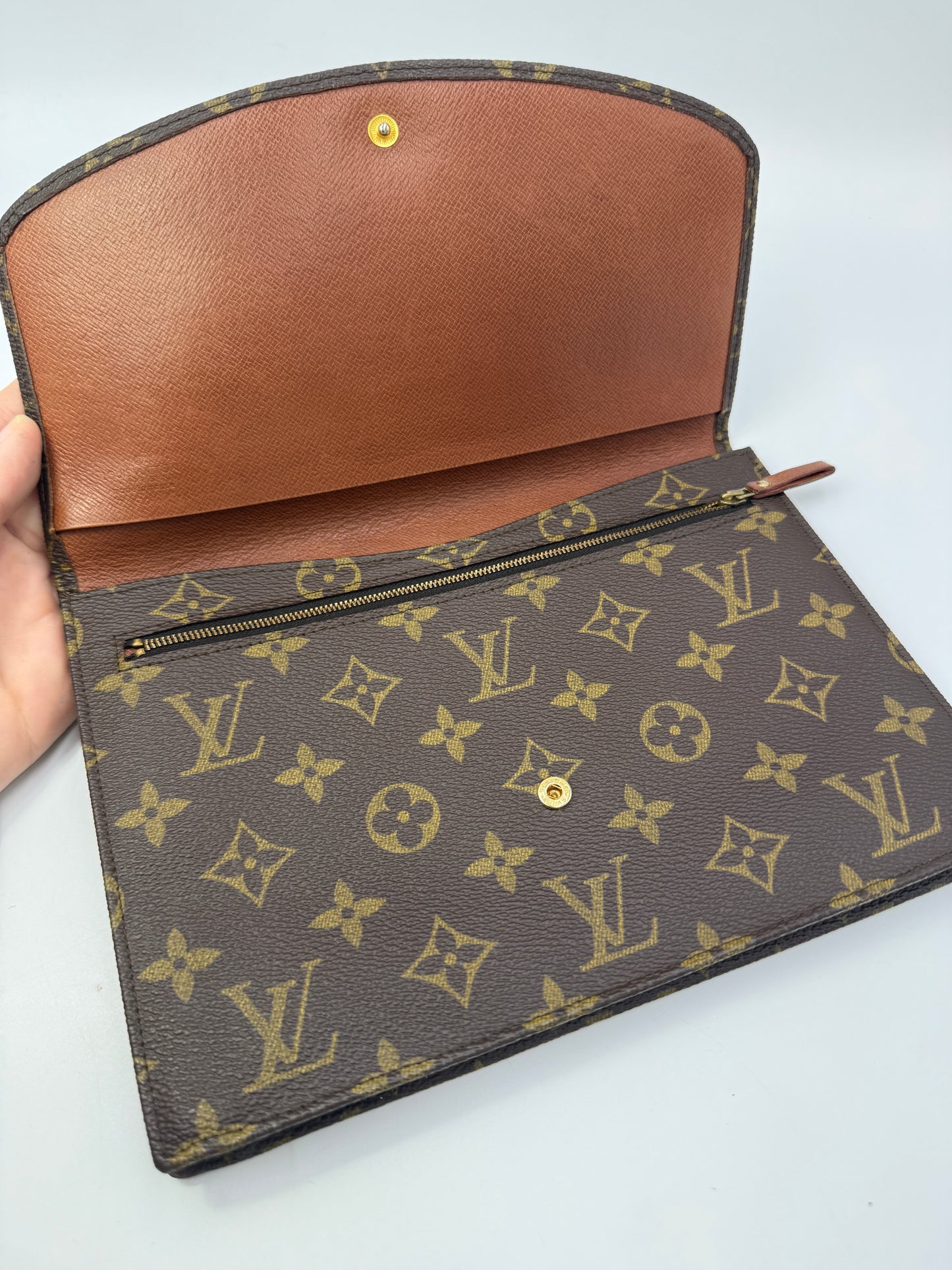 Louis Vuitton Monogram Canvas Pochette Portefeuille Envelope Clutch 884AN