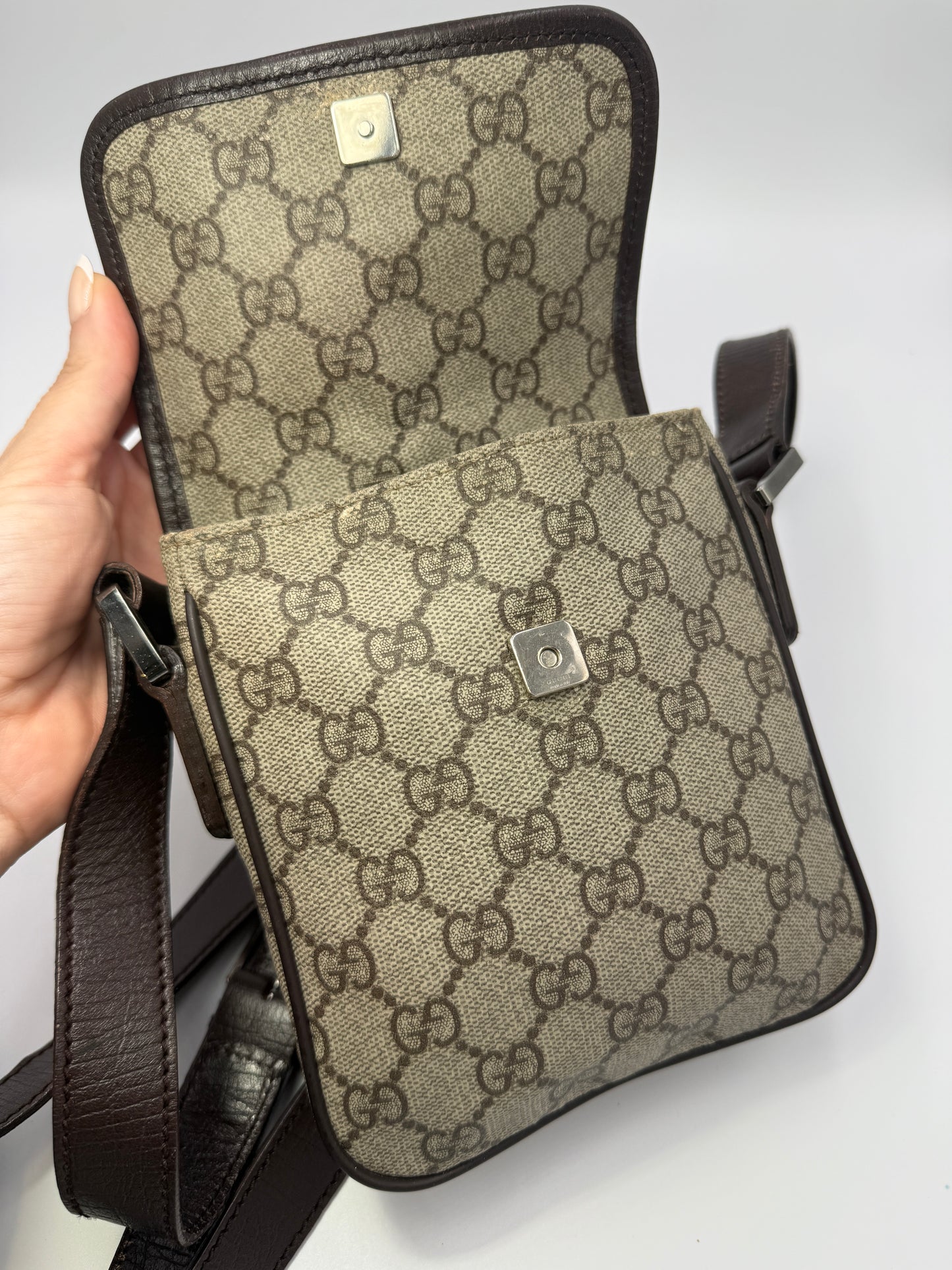 Gucci Guccissima Supreme Small Crossbody Bag with Web Detail Vintage