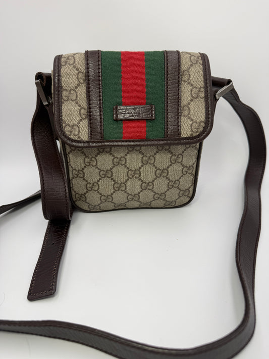 Gucci Guccissima Supreme Small Crossbody Bag with Web Detail Vintage