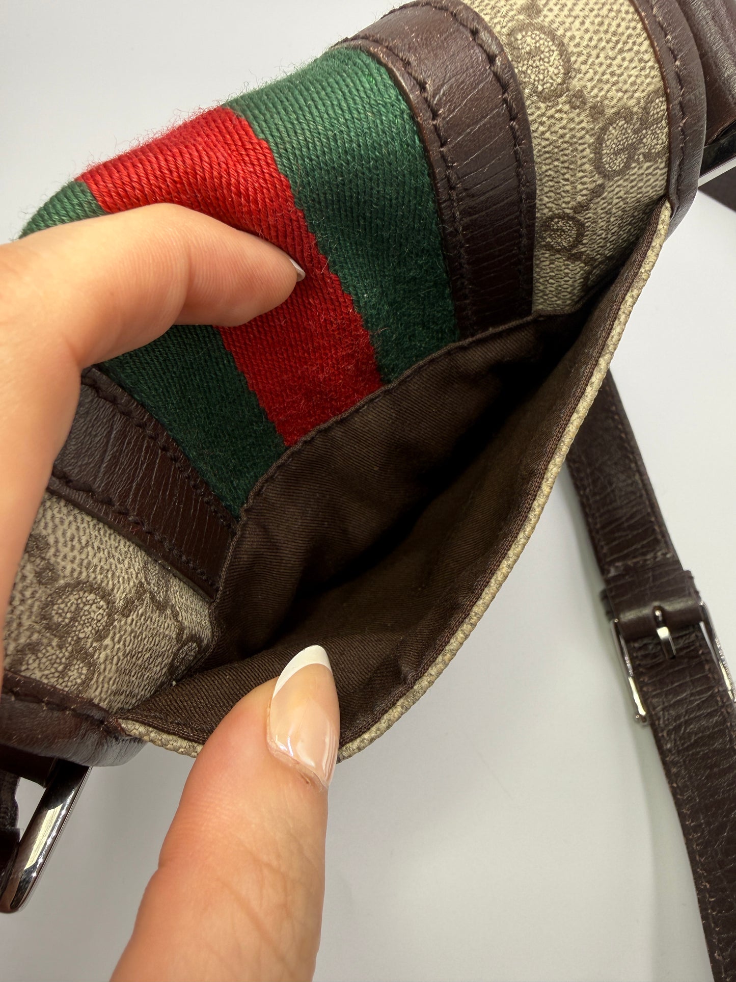 Gucci Guccissima Supreme Small Crossbody Bag with Web Detail Vintage
