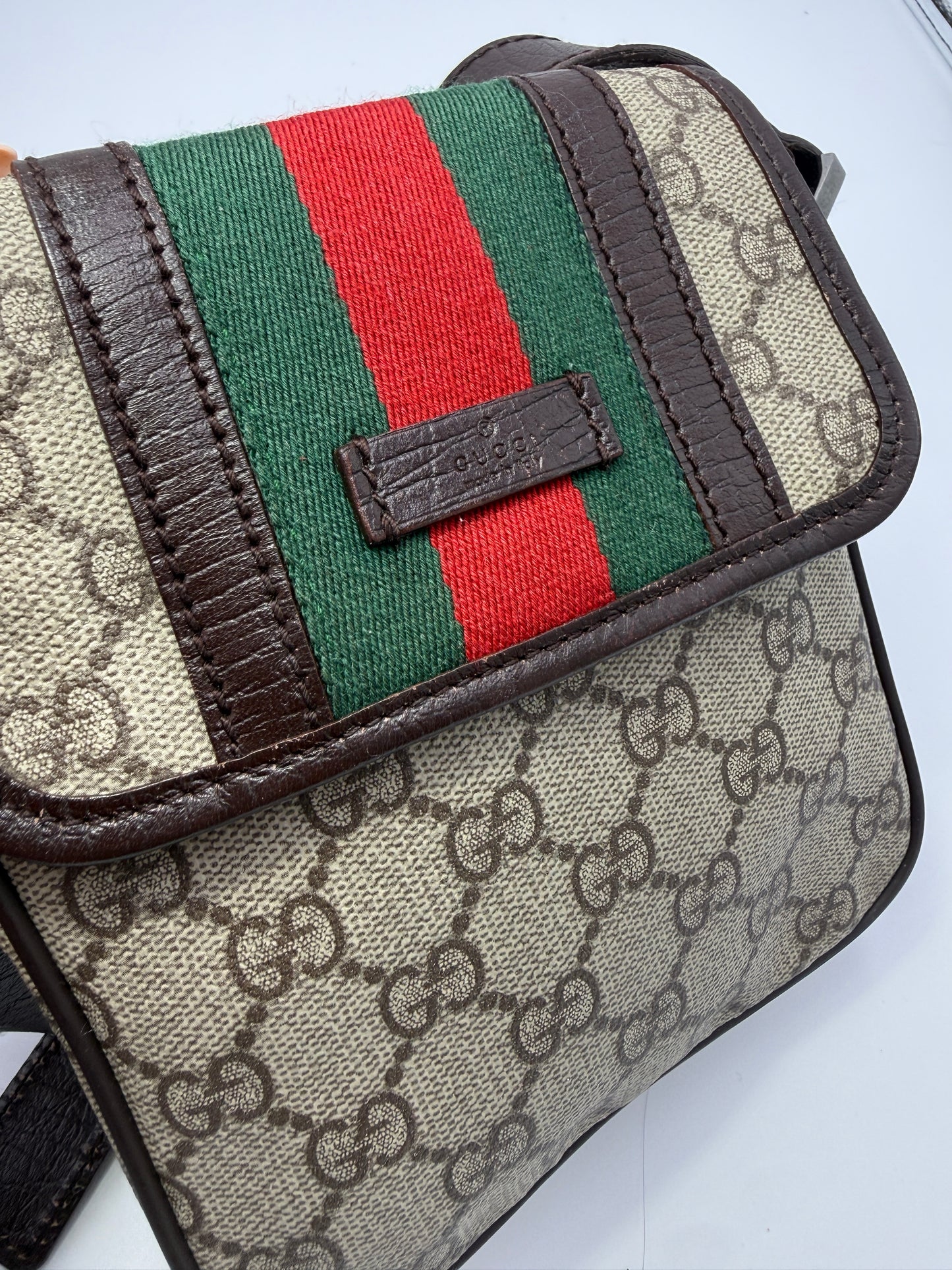 Gucci Guccissima Supreme Small Crossbody Bag with Web Detail Vintage