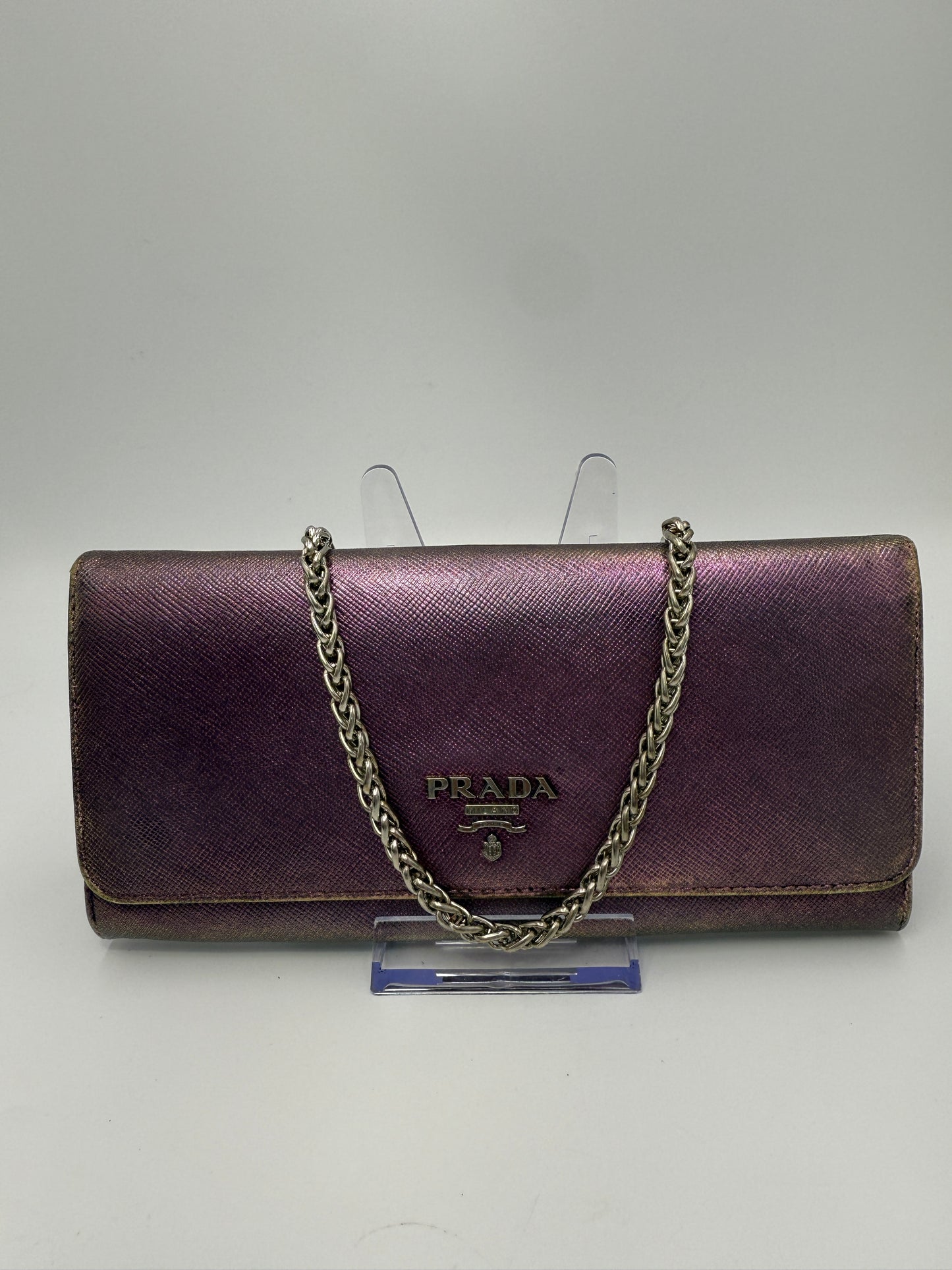 Prada Purple Iridescent Saffiano Leather Long Wallet