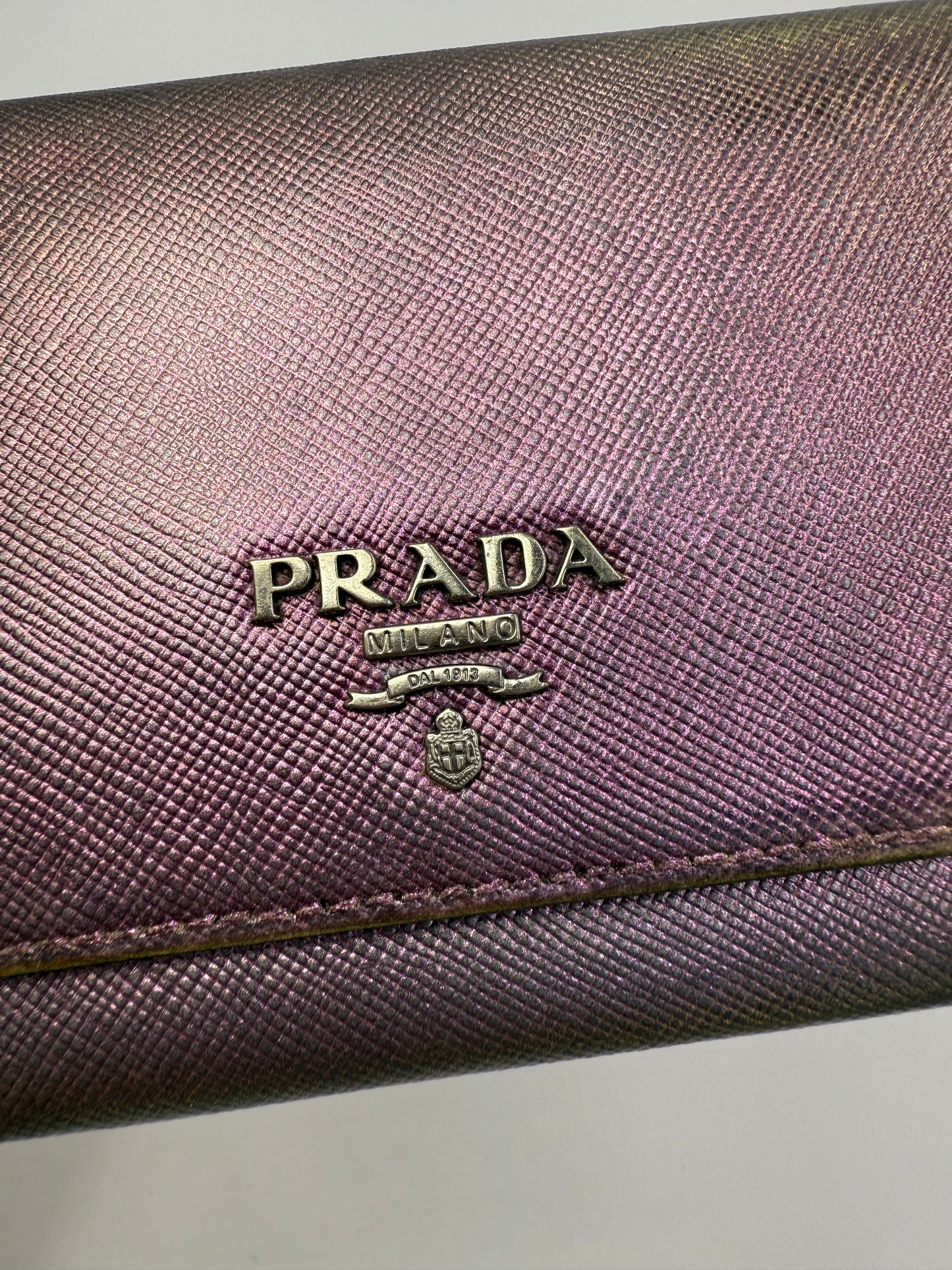 Prada Purple Iridescent Saffiano Leather Long Wallet