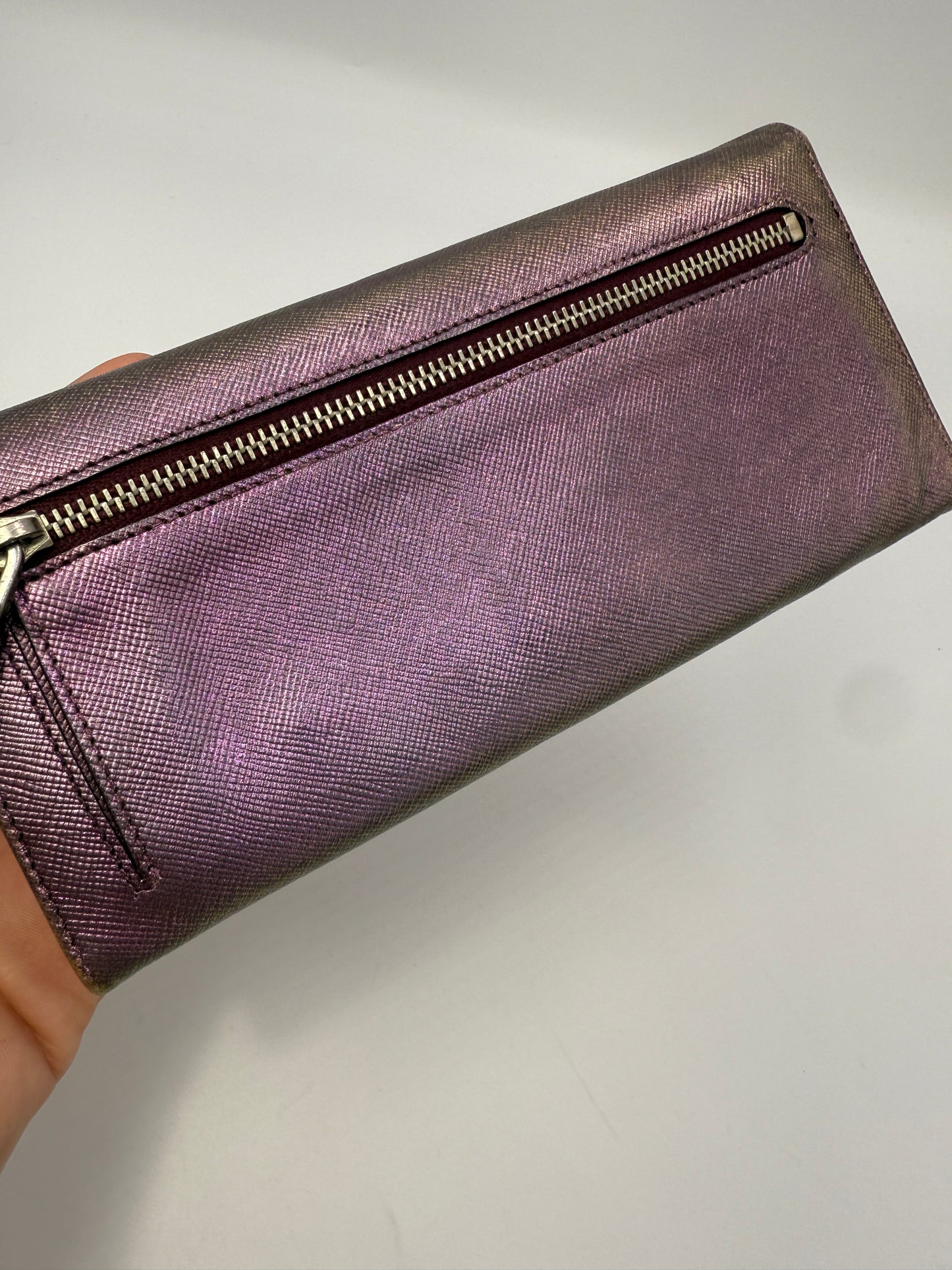 Prada Purple Iridescent Saffiano Leather Long Wallet