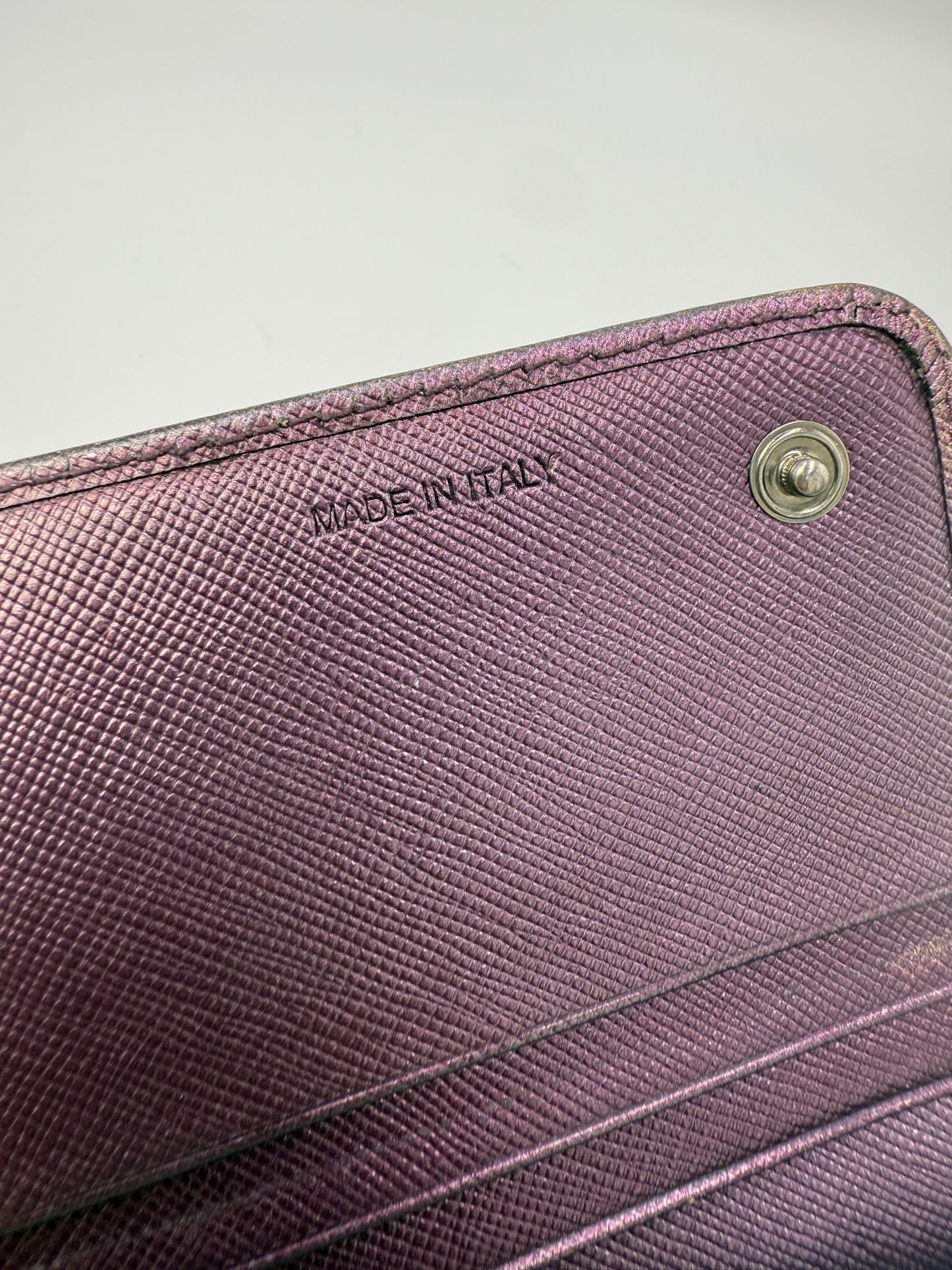 Prada Purple Iridescent Saffiano Leather Long Wallet