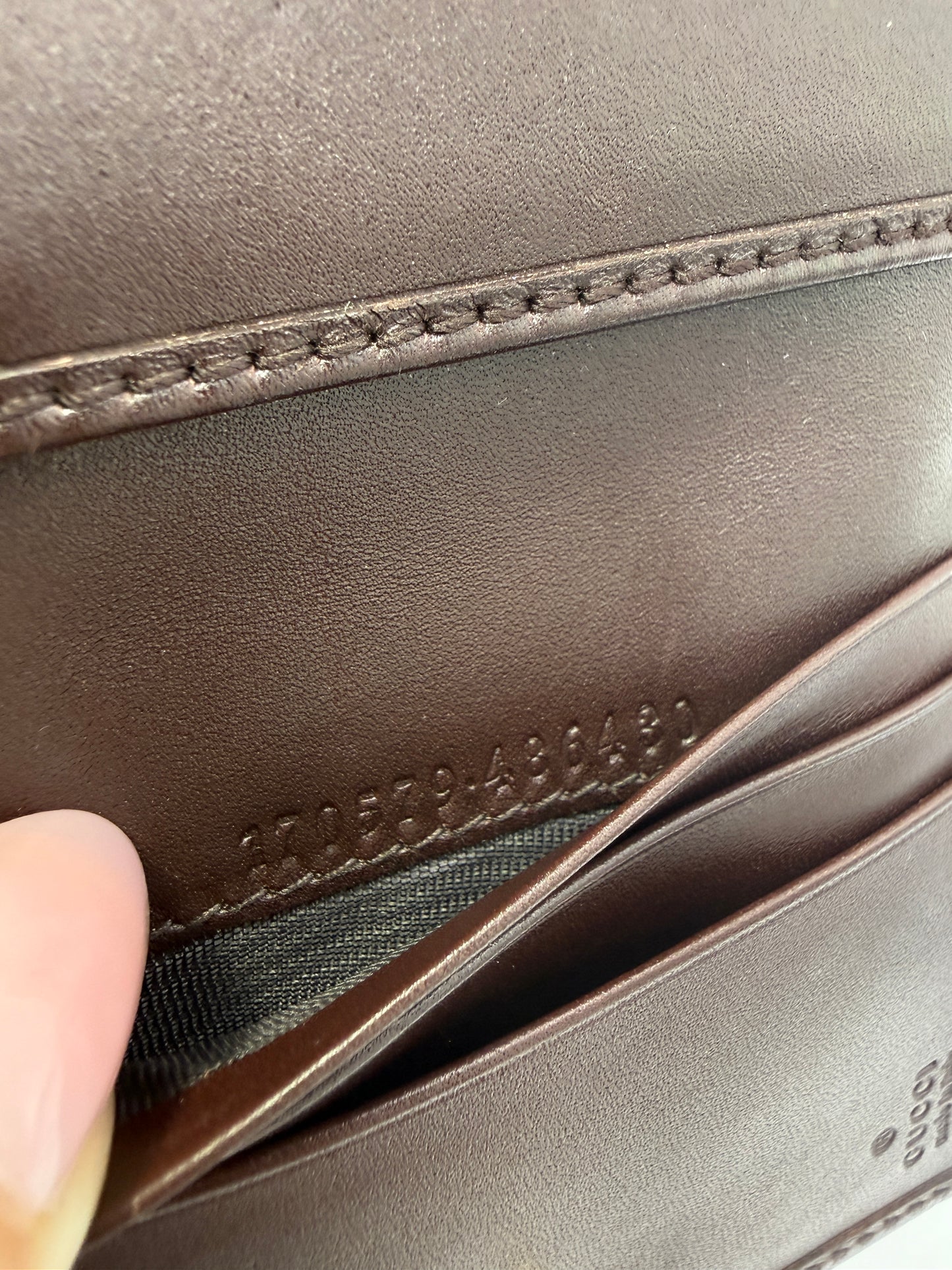 Gucci Guccissima Brown Leather Compact Trifold Wallet