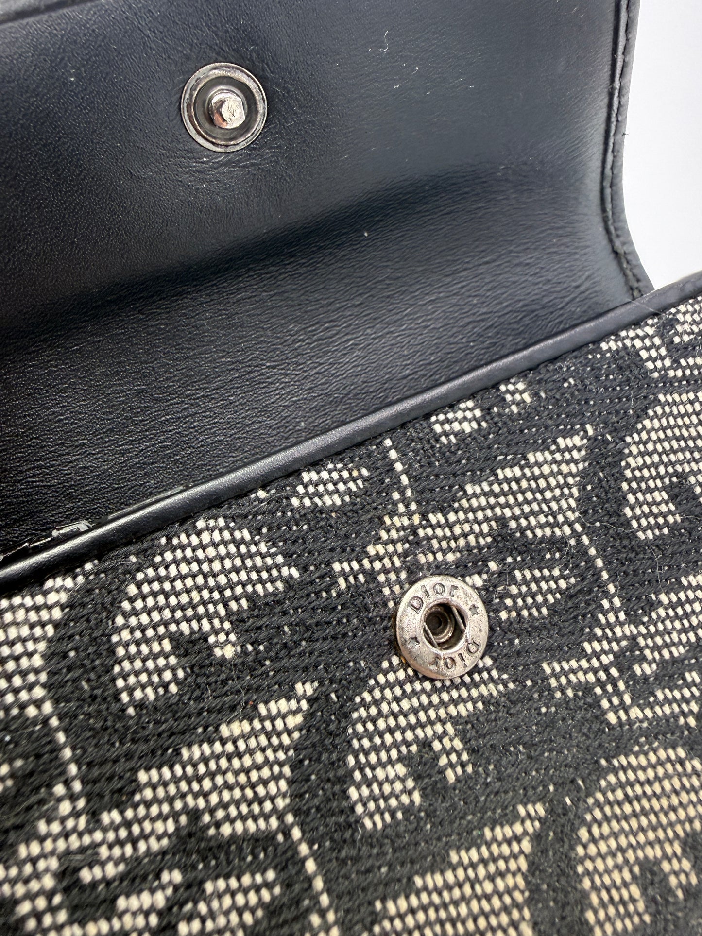 Dior Blue Trotter Canvas Compact Trifold Wallet