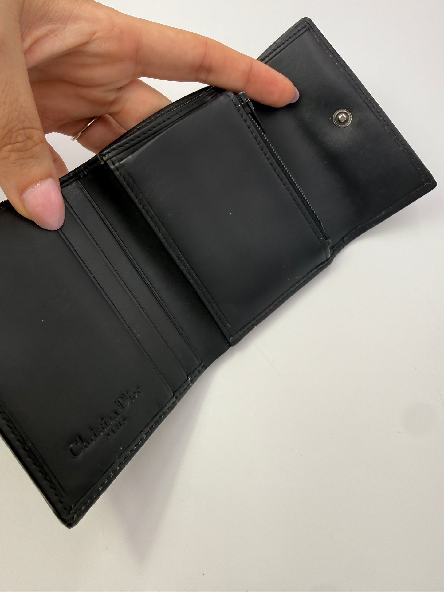 Dior Blue Trotter Canvas Compact Trifold Wallet