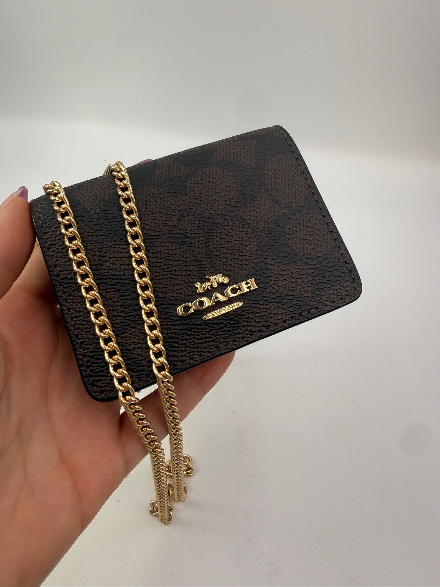 COACH Mini Wallet On A Chain In Signature Canvas NEW WITH TAGS