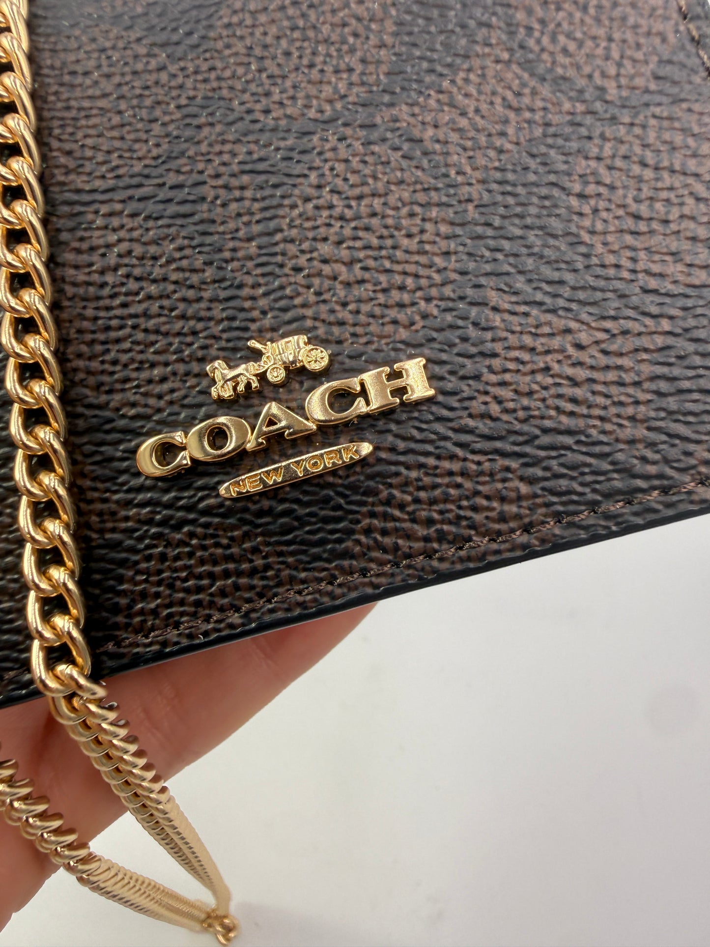 COACH Mini Wallet On A Chain In Signature Canvas NEW WITH TAGS