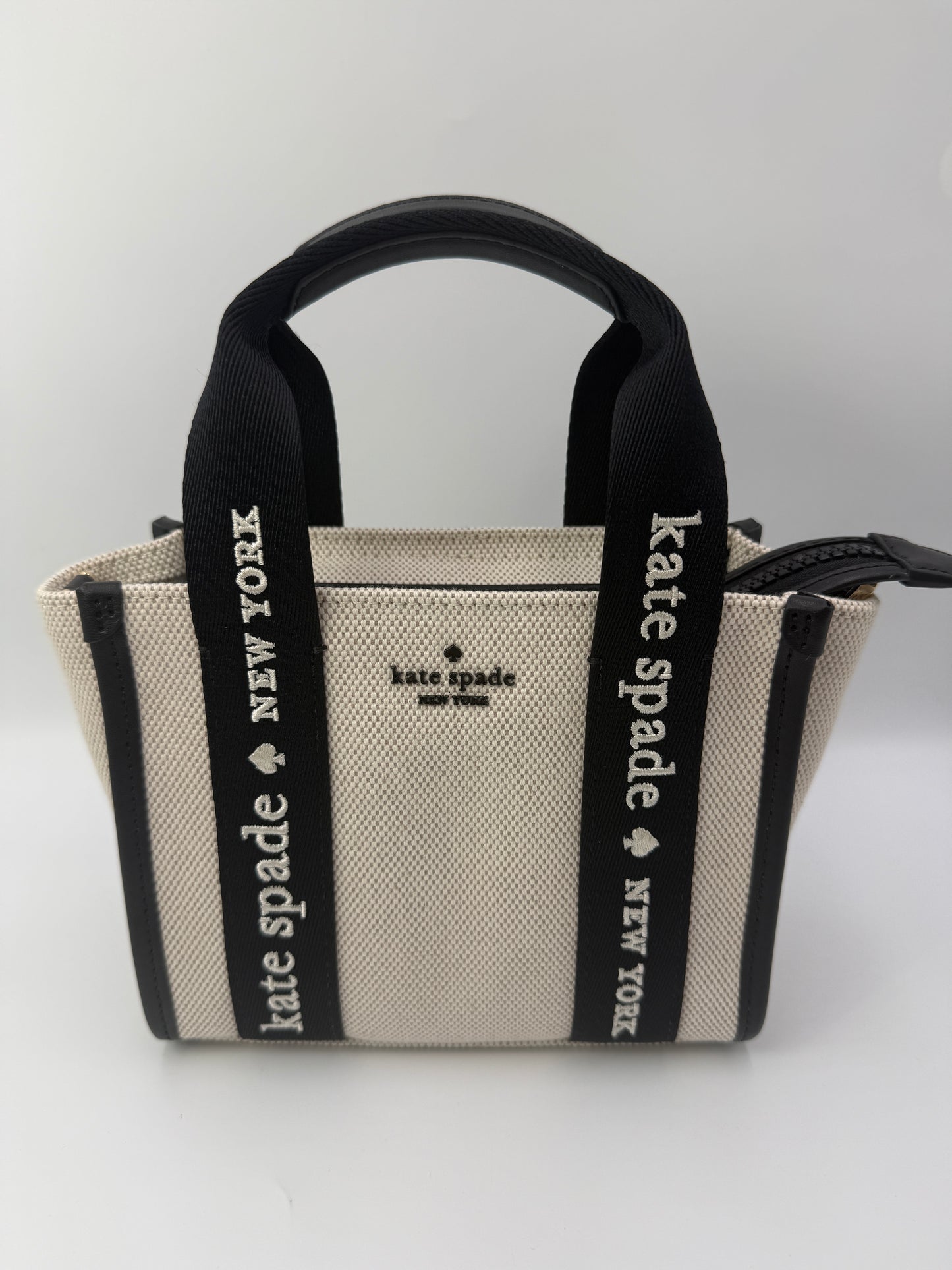 Kate Spade Beige Canvas Mini Tote and Crossbody Strap NEW WITH TAGS