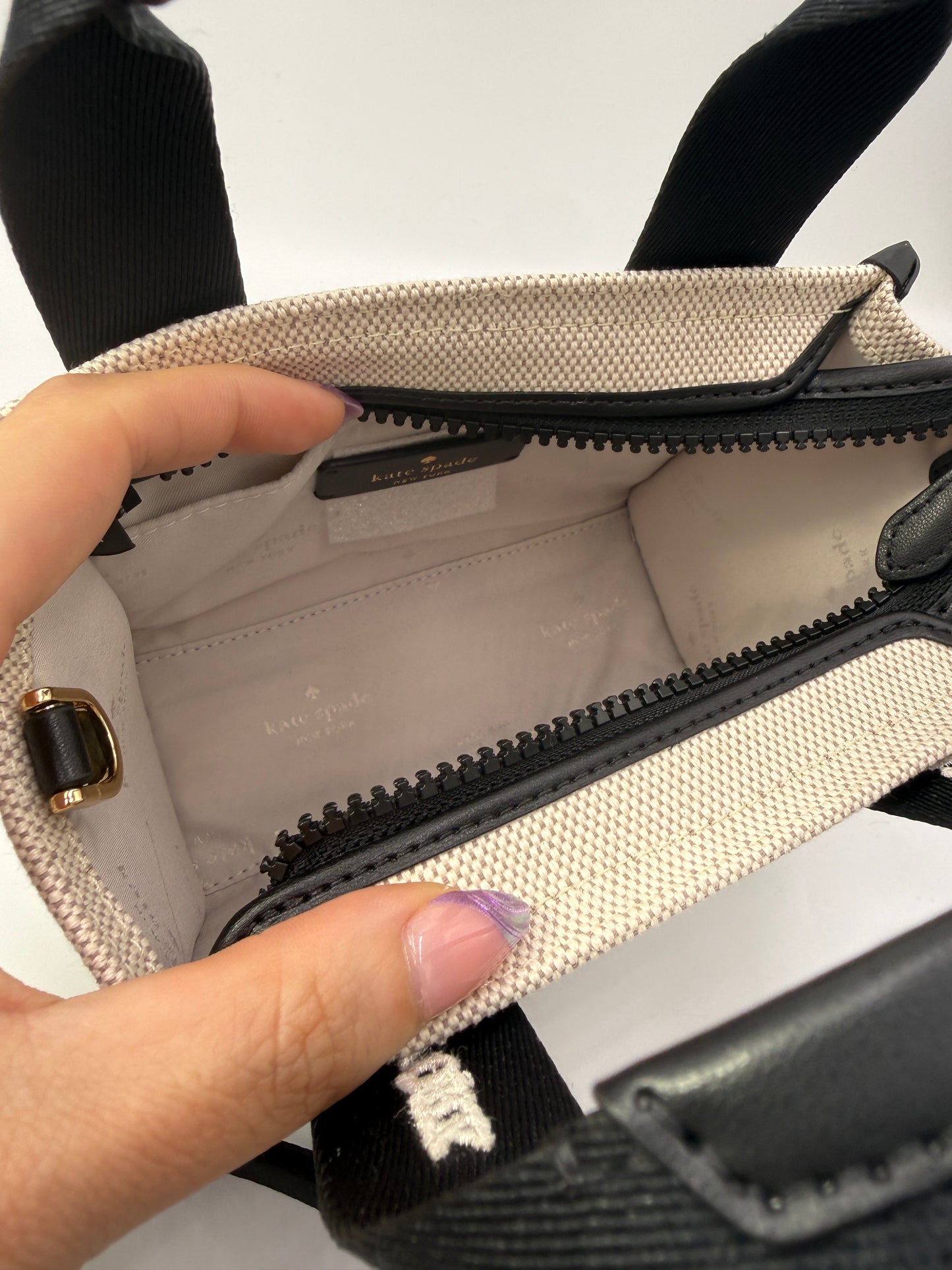 Kate Spade Beige Canvas Mini Tote and Crossbody Strap NEW WITH TAGS