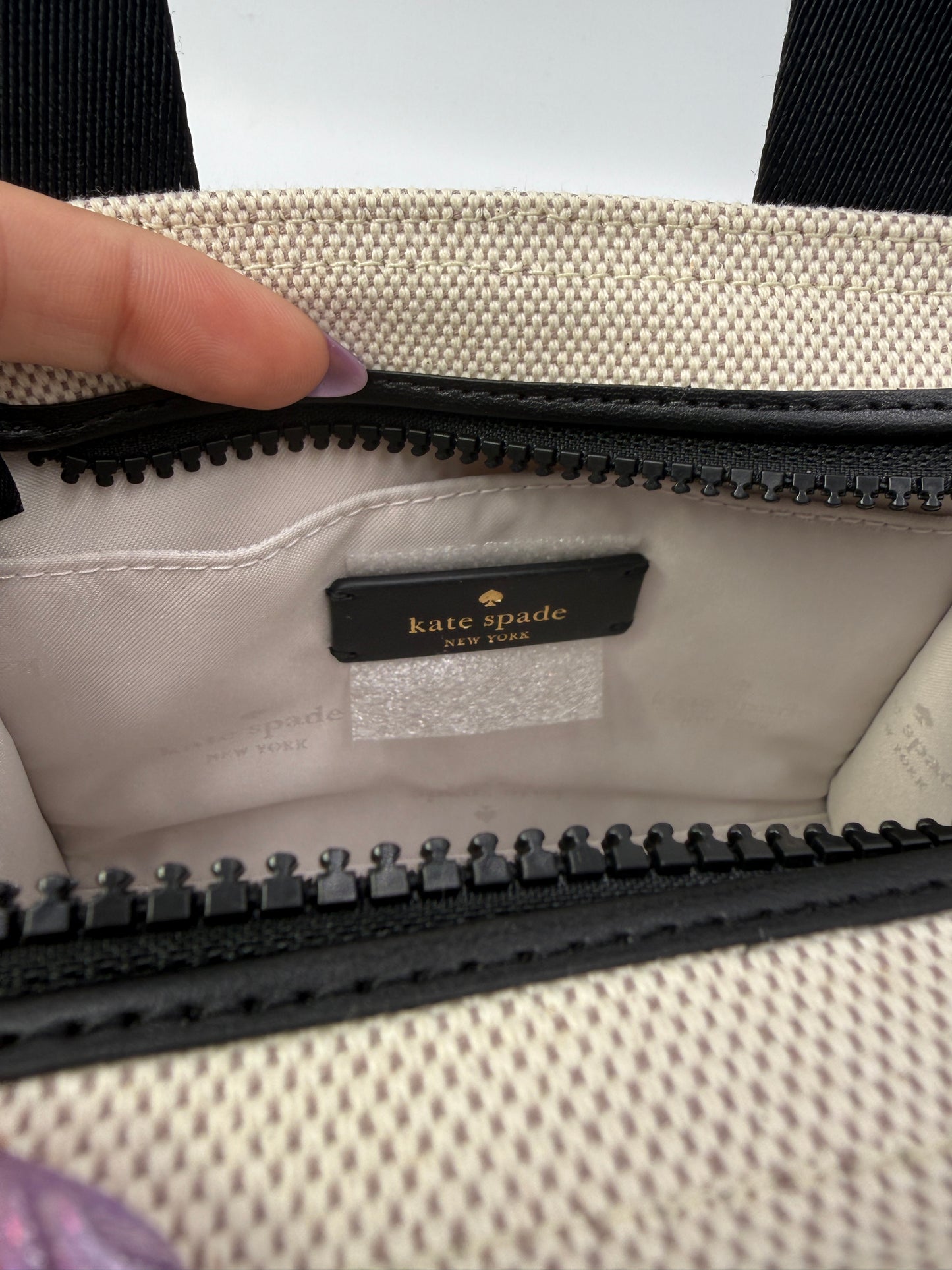 Kate Spade Beige Canvas Mini Tote and Crossbody Strap NEW WITH TAGS