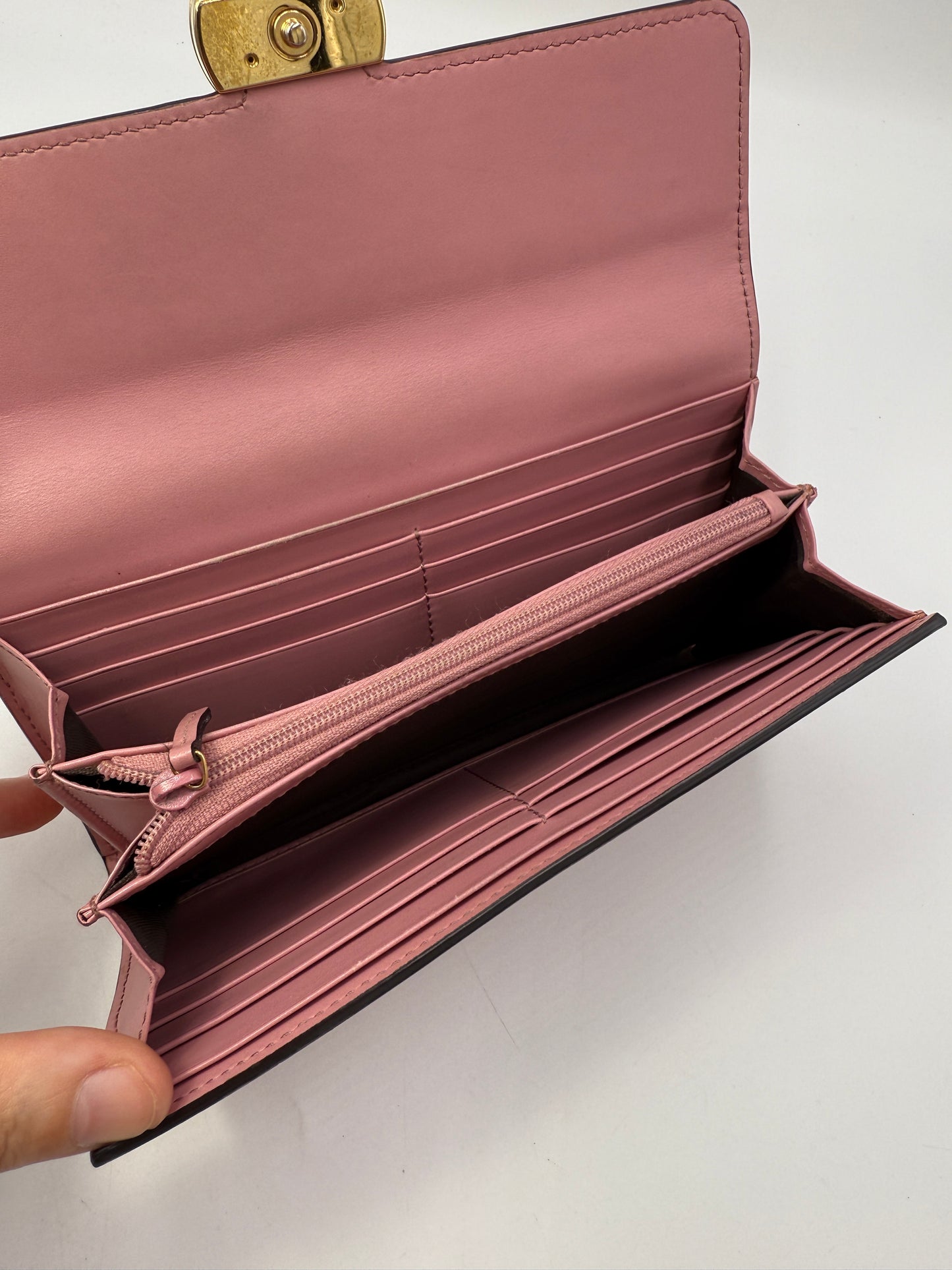 Gucci Pink Leather Guccissima Interlocking Long Wallet