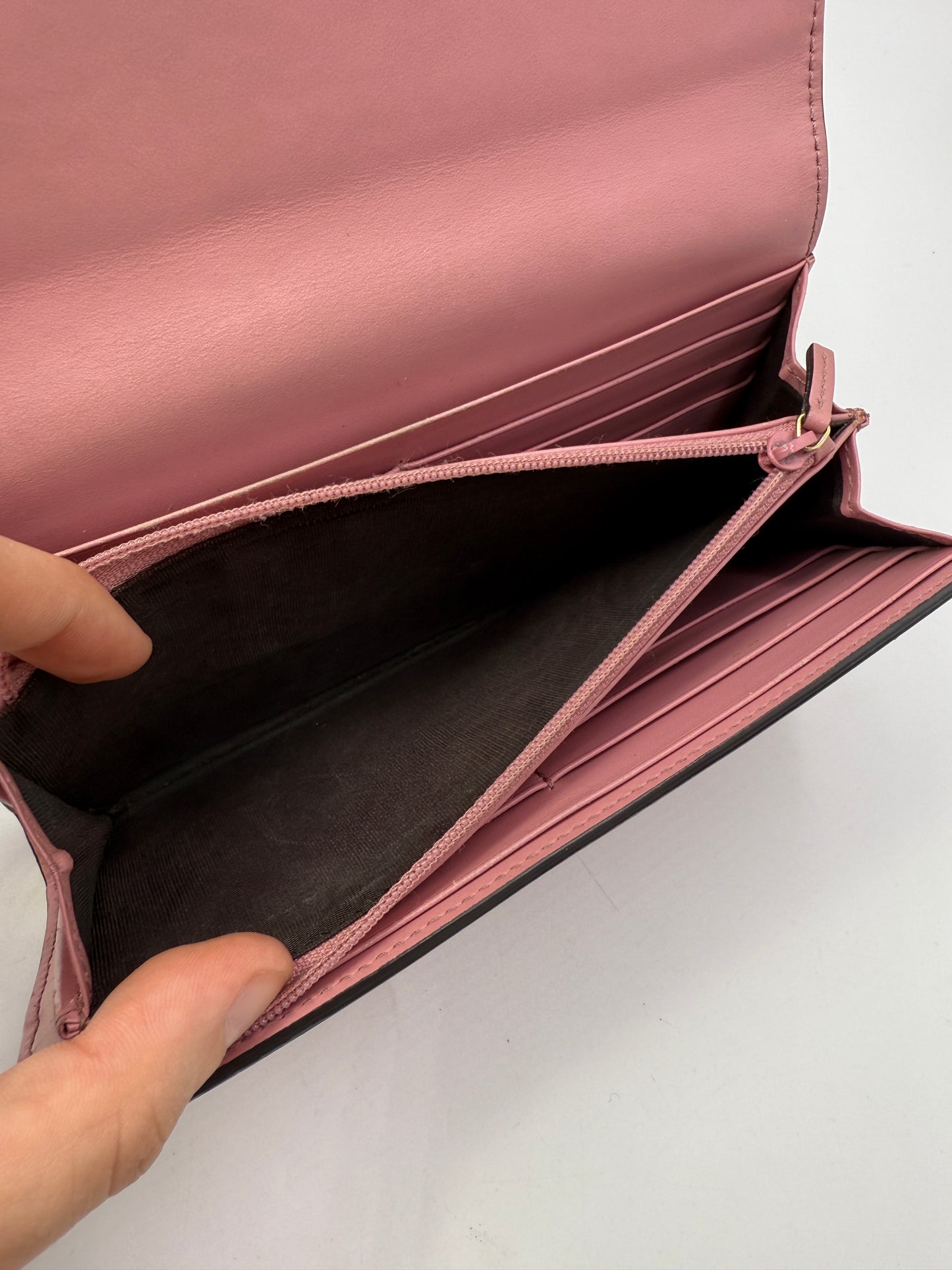 Gucci Pink Leather Guccissima Interlocking Long Wallet