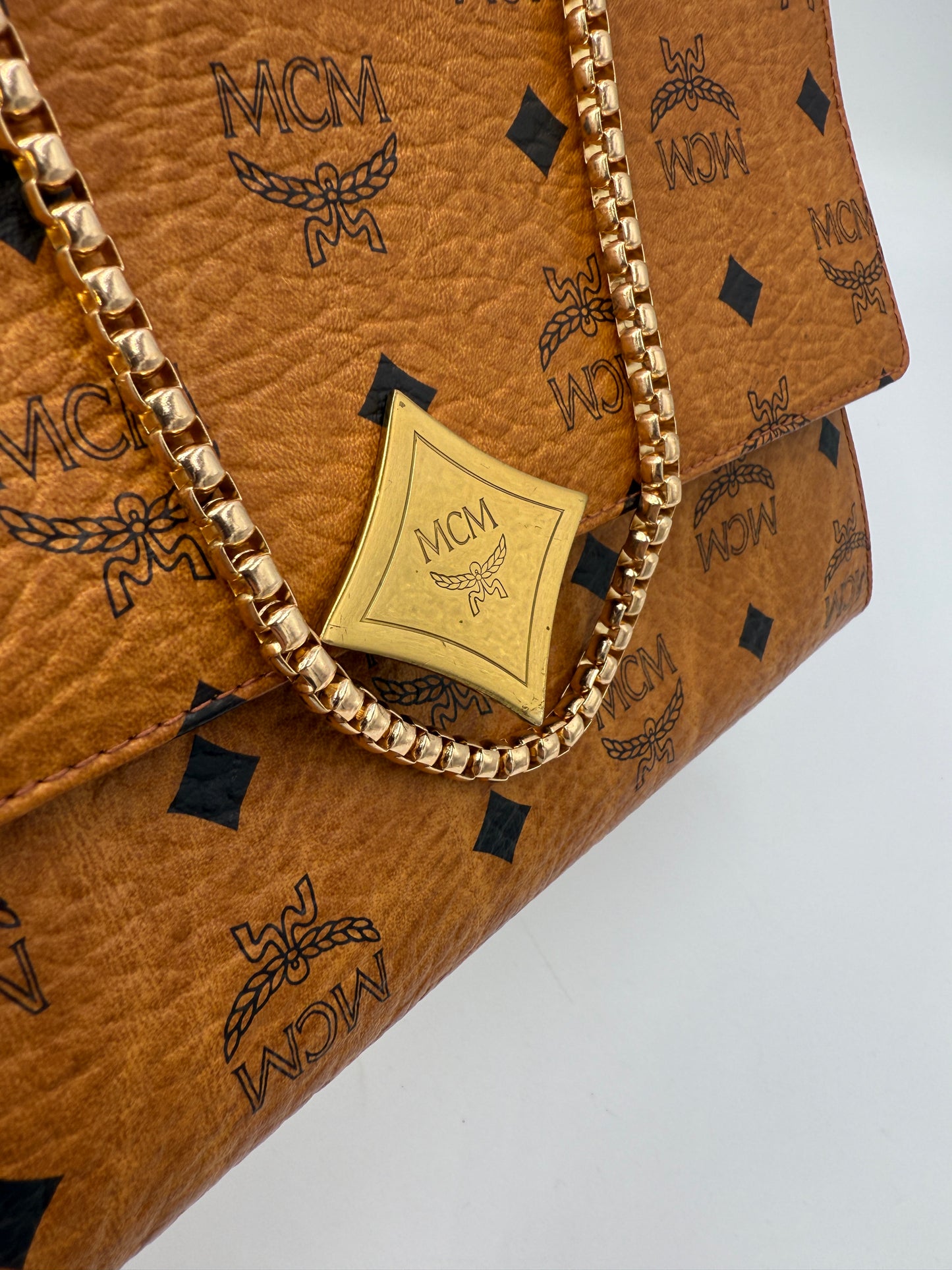 MCM Cognac Visetos Coated Canvas Crossbody