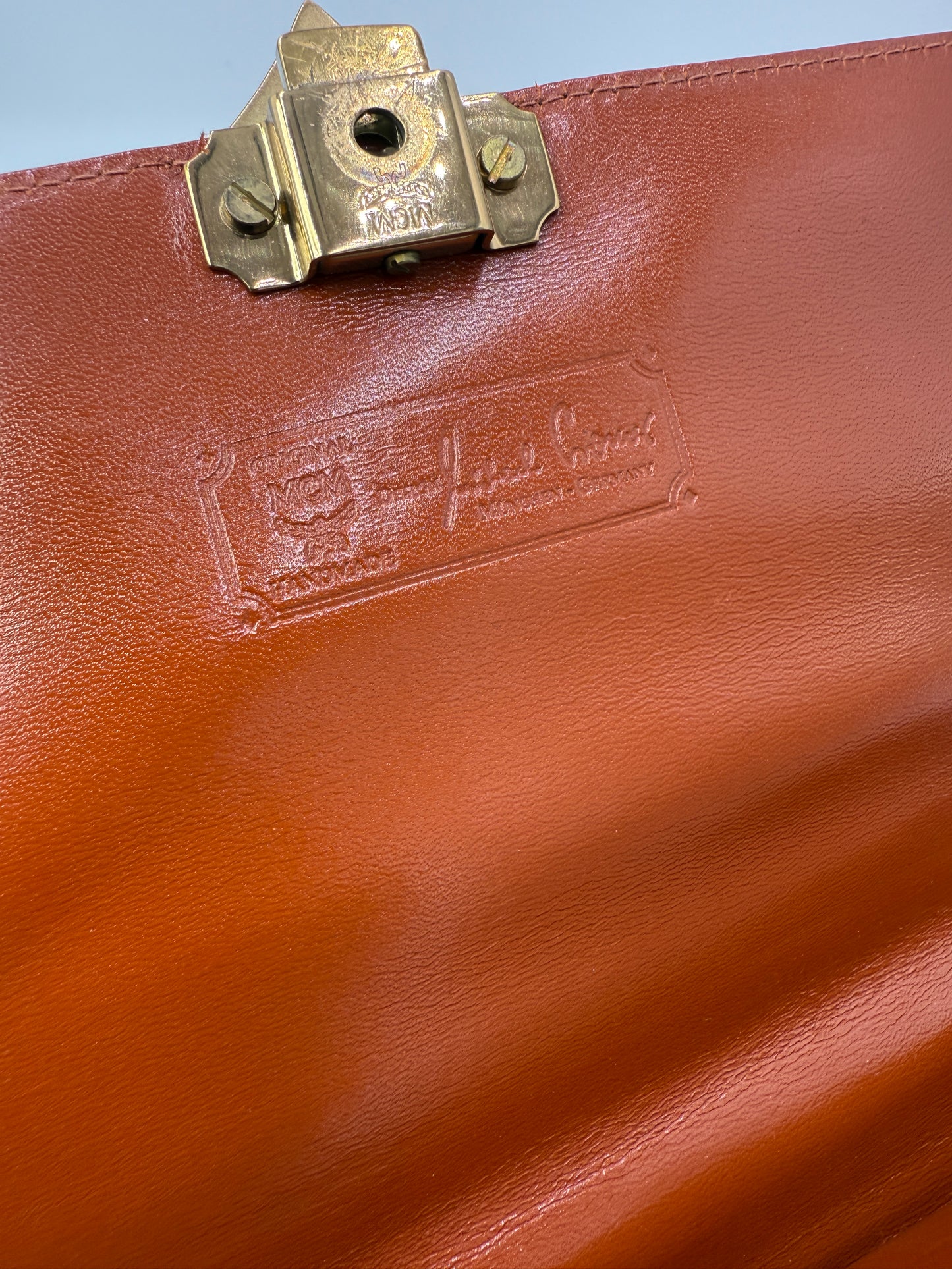 MCM Cognac Visetos Coated Canvas Crossbody