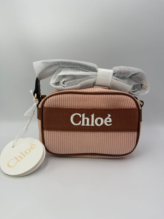 Chloe Unused Pink Corduroy Mini Crossbody Bag