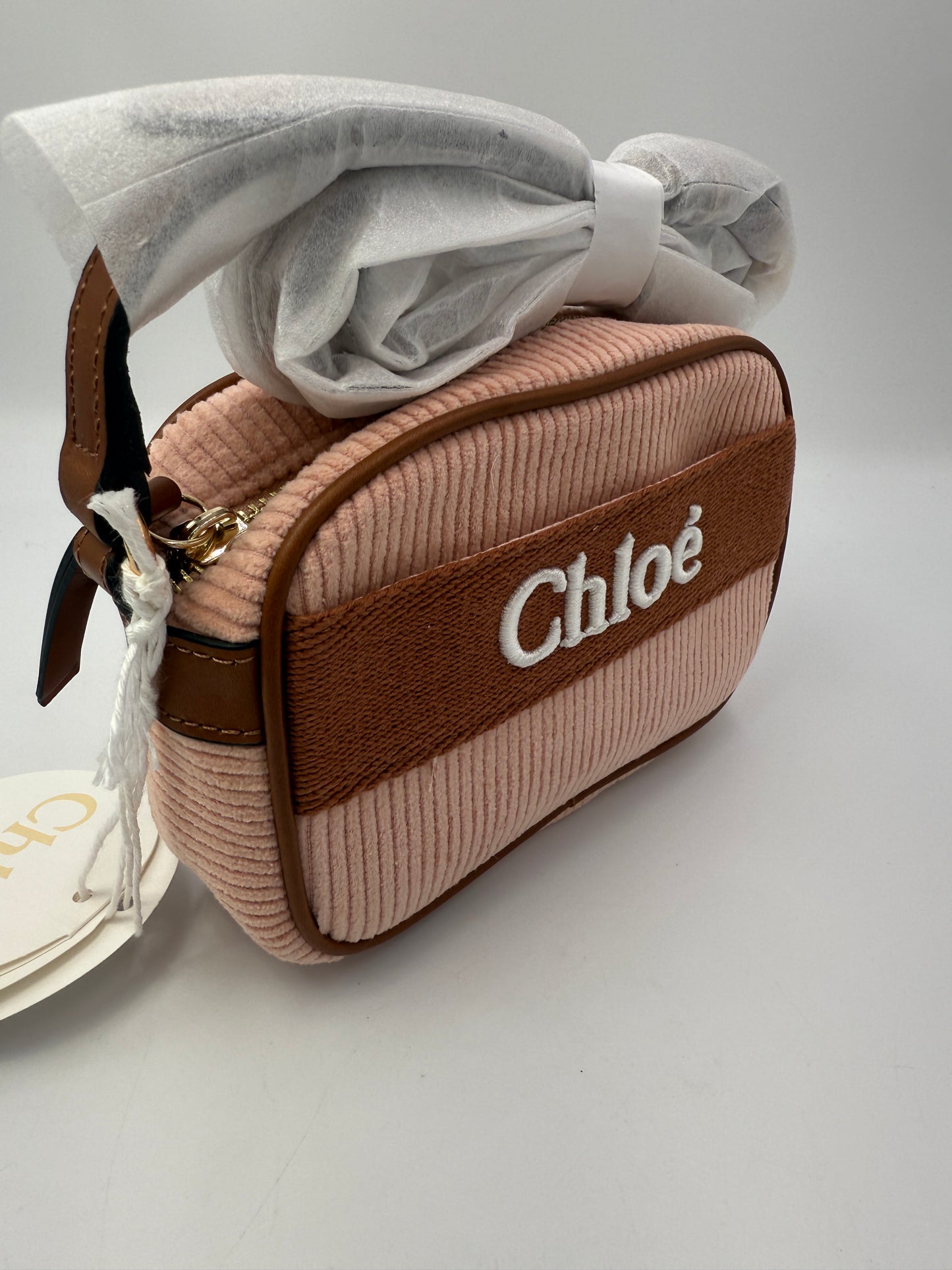 Chloe Unused Pink Corduroy Mini Crossbody Bag