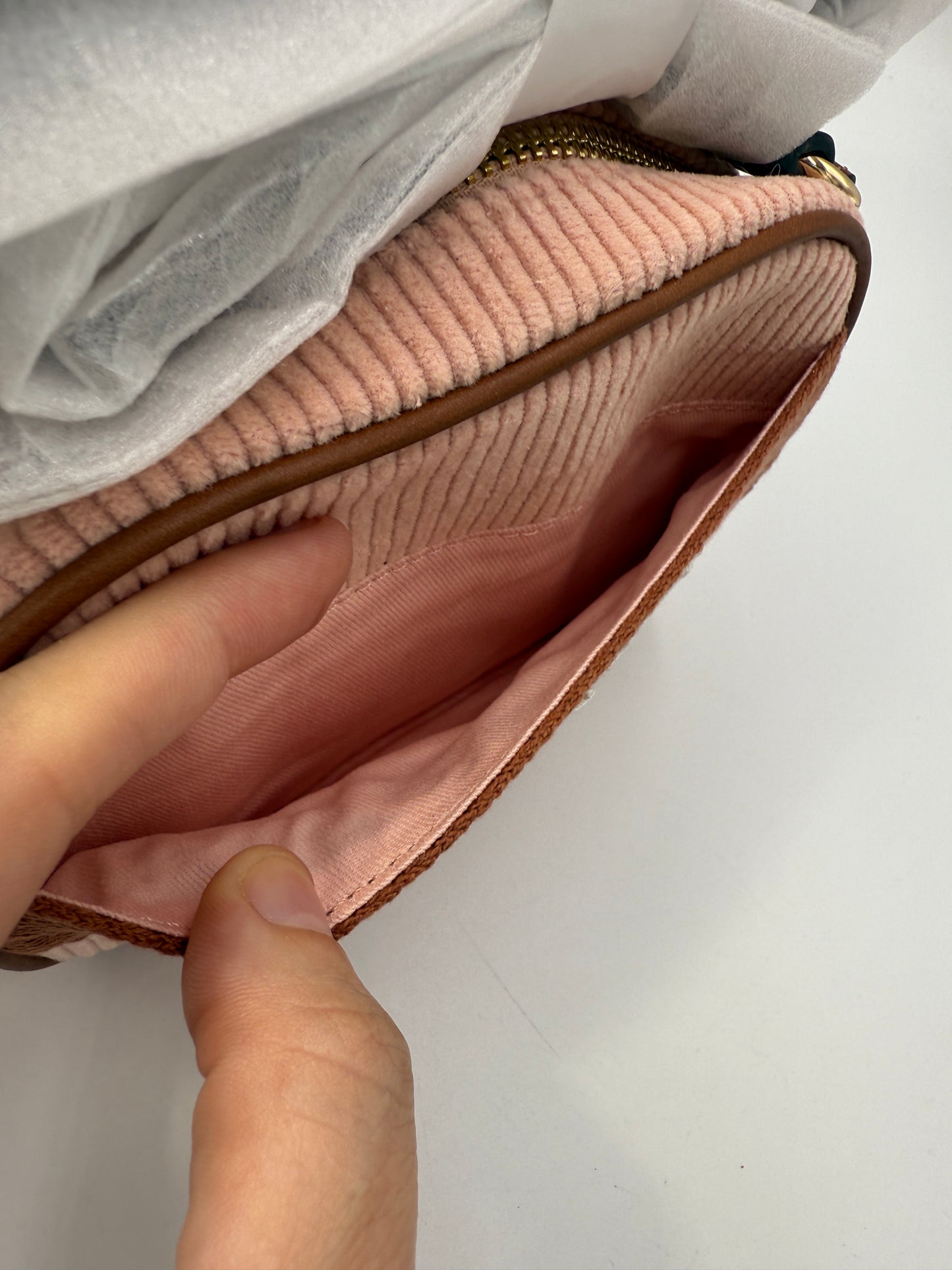 Chloe Unused Pink Corduroy Mini Crossbody Bag