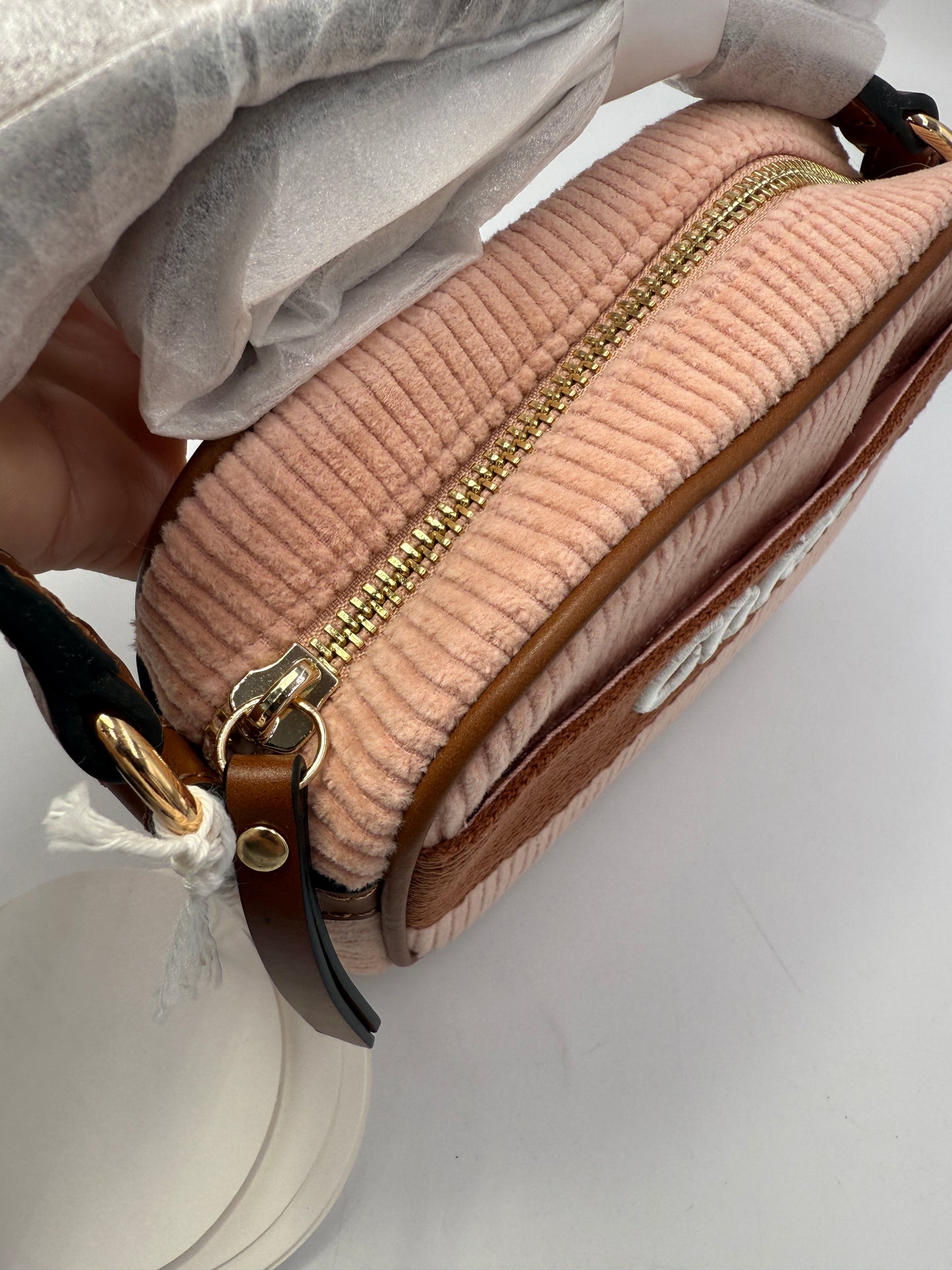 Chloe Unused Pink Corduroy Mini Crossbody Bag
