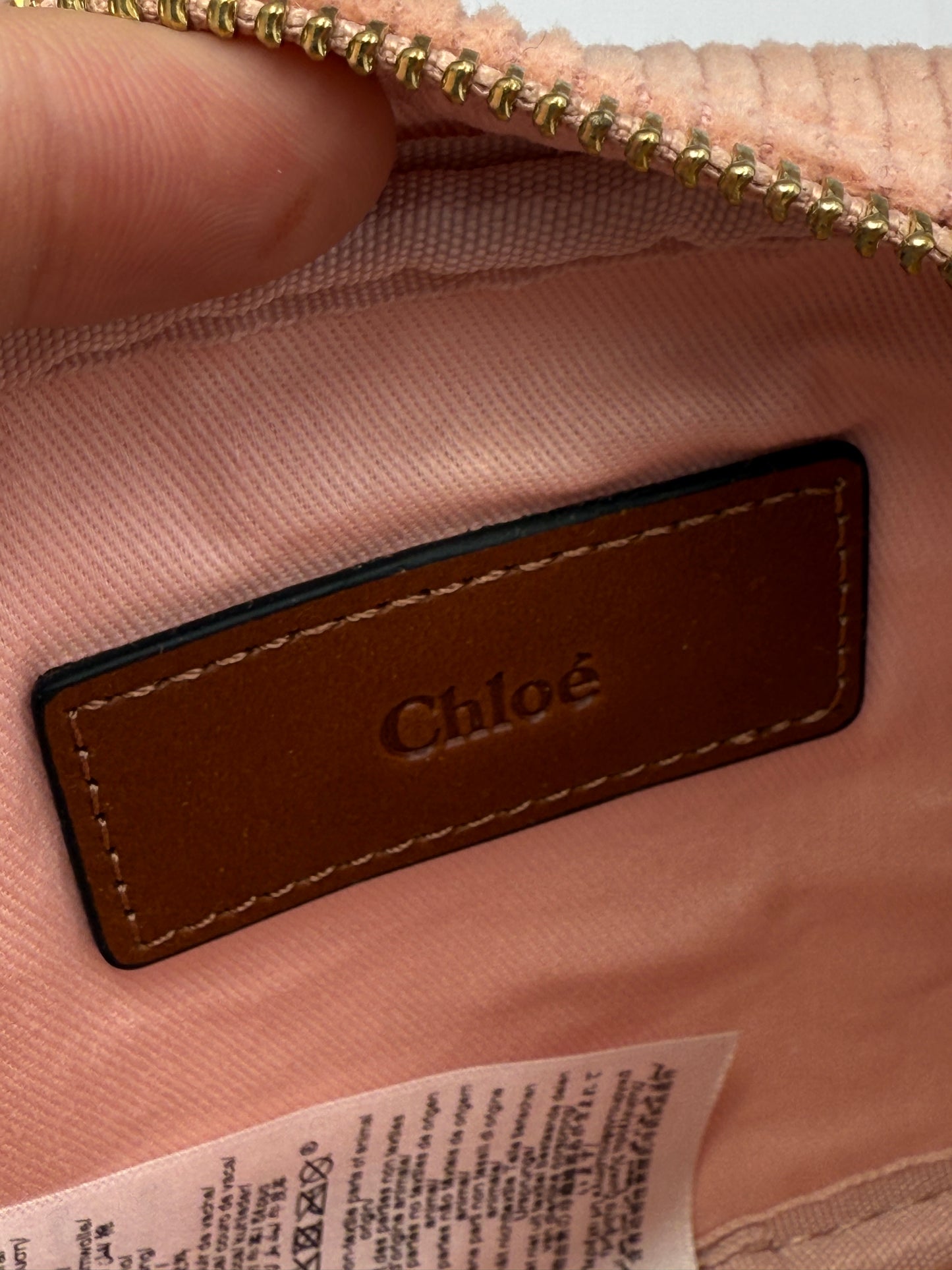 Chloe Unused Pink Corduroy Mini Crossbody Bag