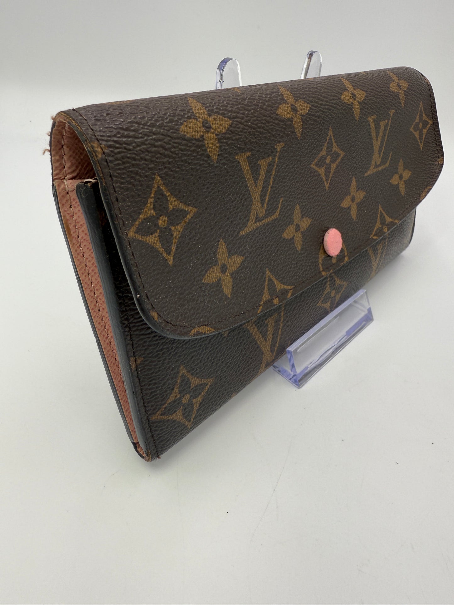 Louis Vuitton Monogram Coated Canvas Emilie Wallet Light Pink Interior CA3157