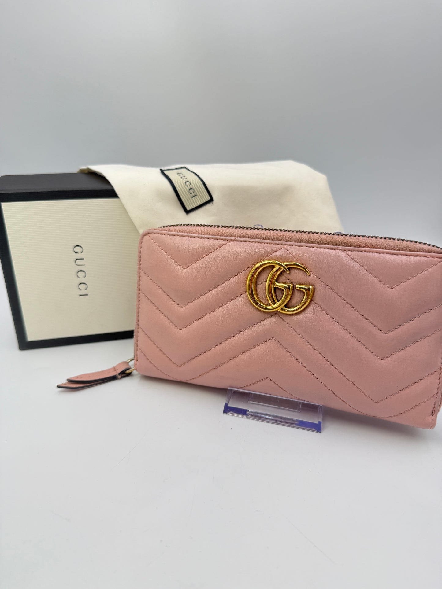 Gucci Blush Pink Marmont Zippy Wallet Full Inclusion