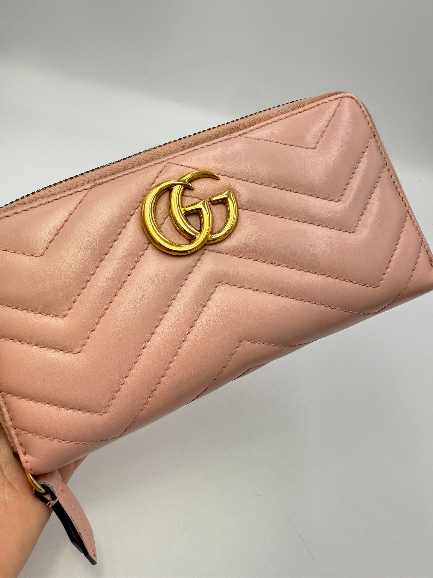 Gucci Blush Pink Marmont Zippy Wallet Full Inclusion