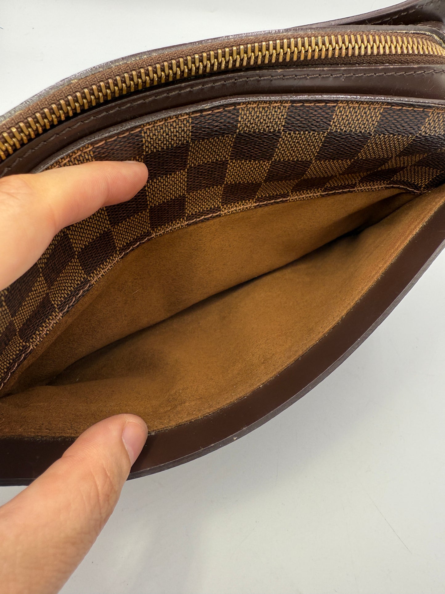 Louis Vuitton Damier Ebene Pochette Saint Louis Clutch FL1004