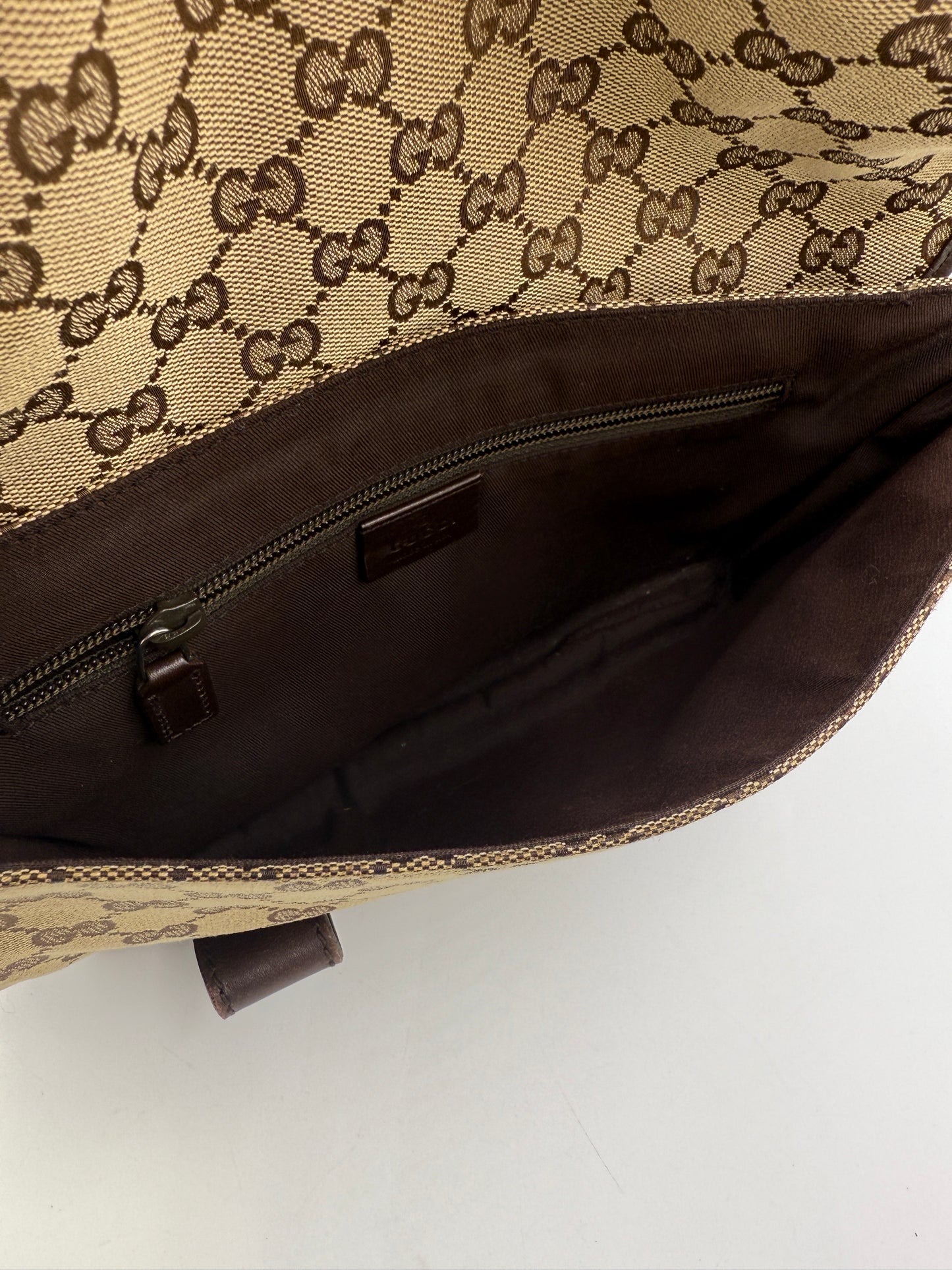 Gucci Uncoated Canvas Double Buckle Belt Sling Bag Unisex