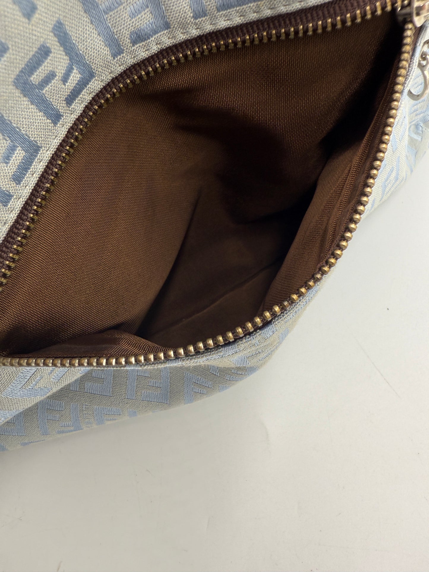 Fendi Light Blue Zucchino Mini Tote Silver Hardware