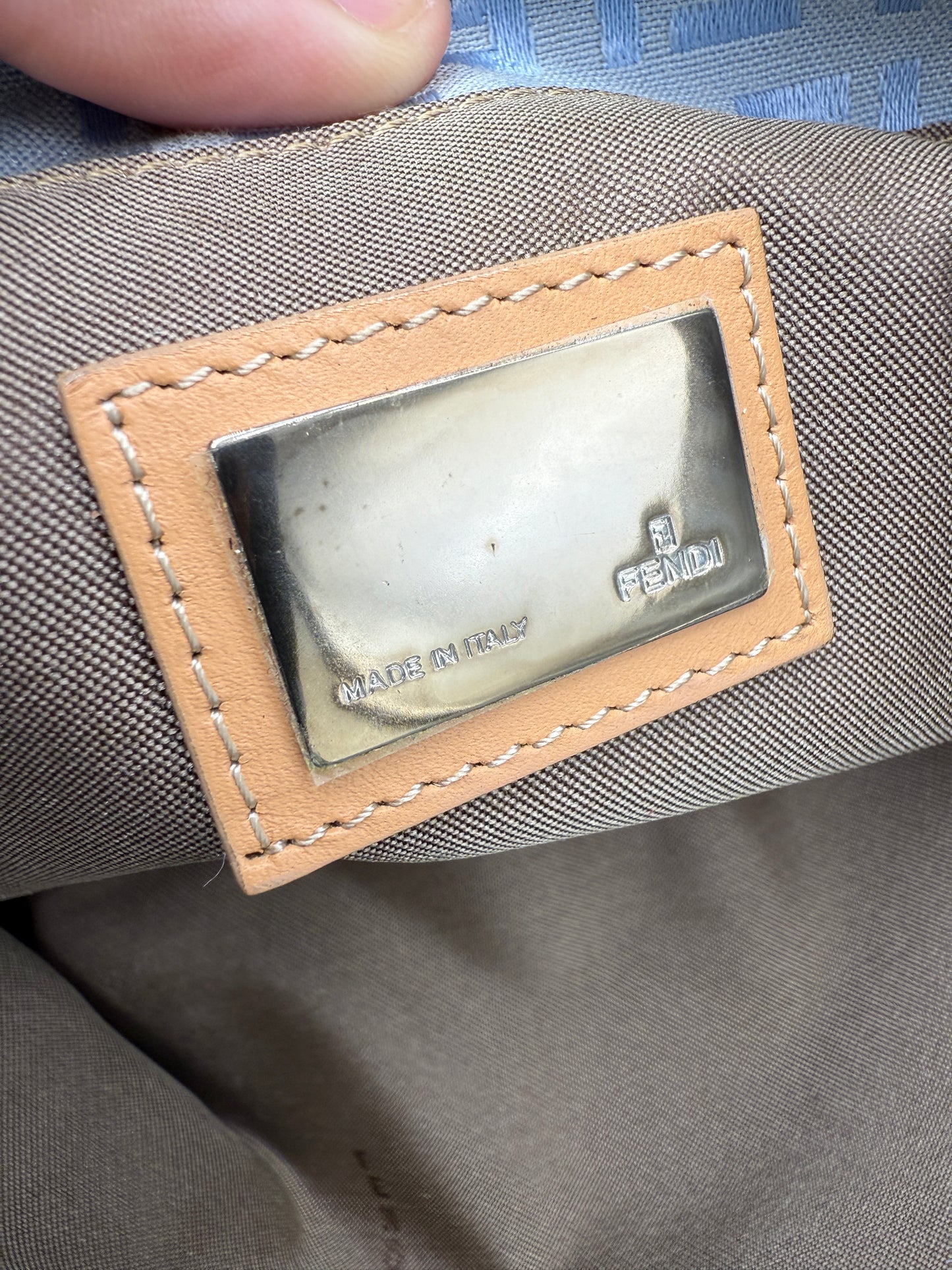 Fendi Light Blue Zucchino Mini Tote Silver Hardware