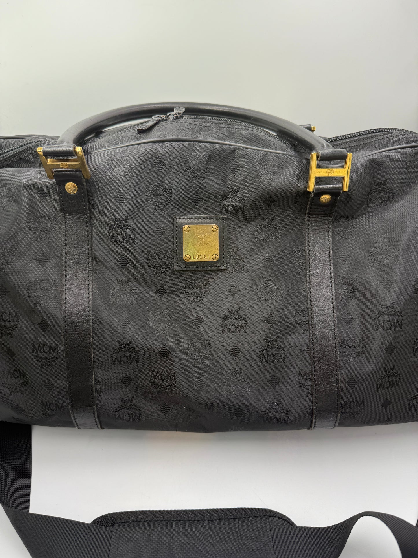 MCM Black Nylon Visetos Travel Duffle 55 cm