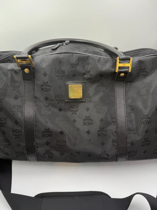 MCM Black Nylon Visetos Travel Duffle 55 cm