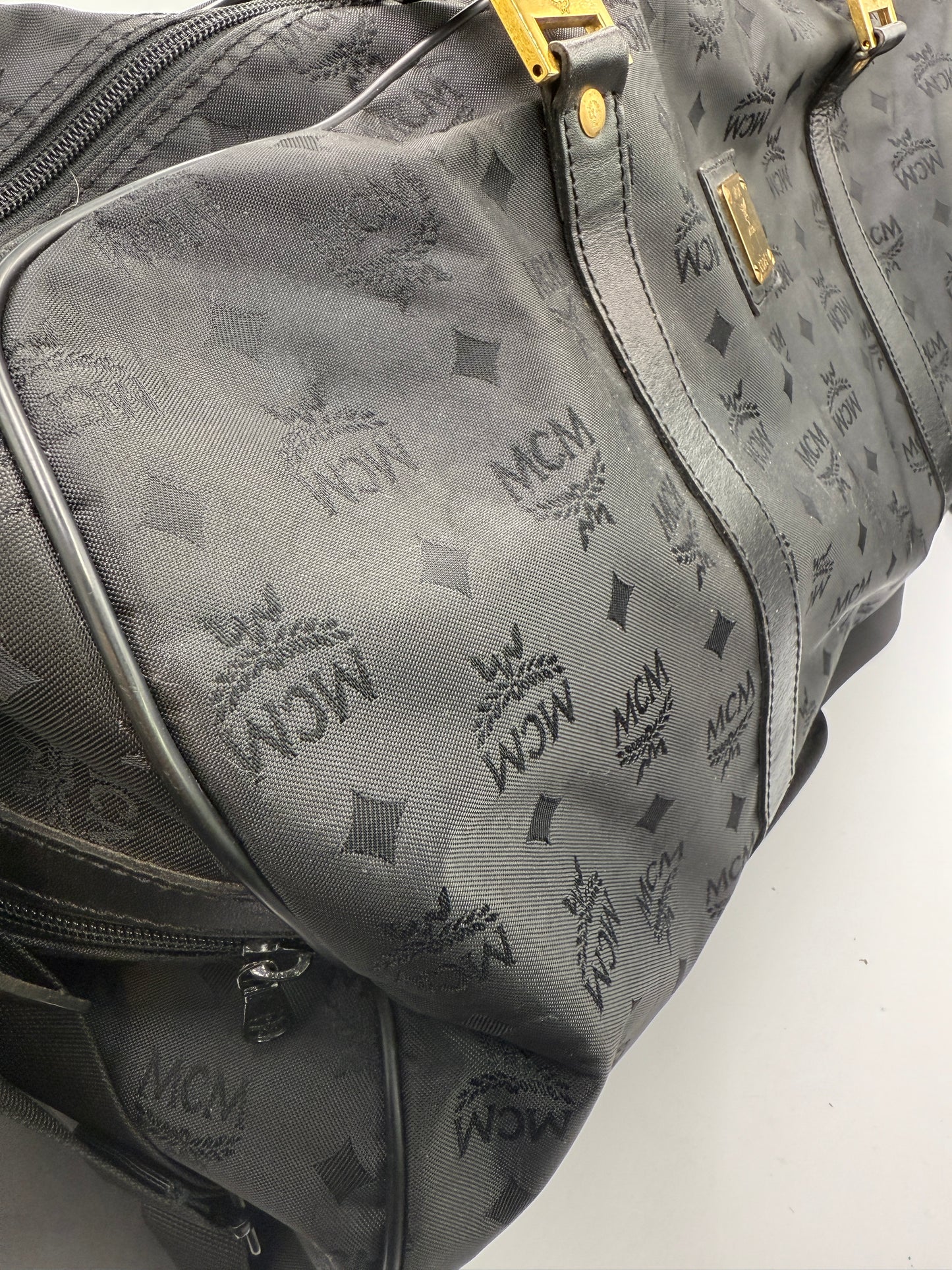 MCM Black Nylon Visetos Travel Duffle 55 cm