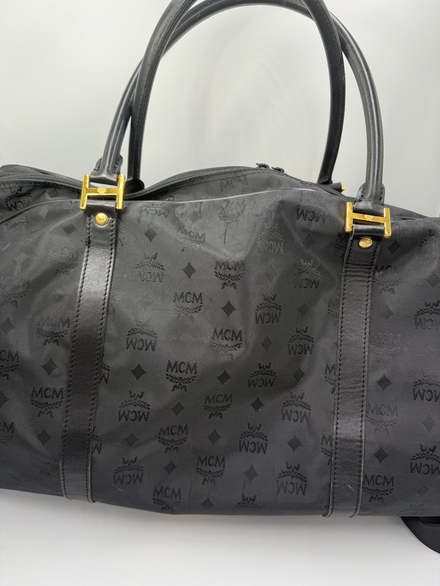 MCM Black Nylon Visetos Travel Duffle 55 cm