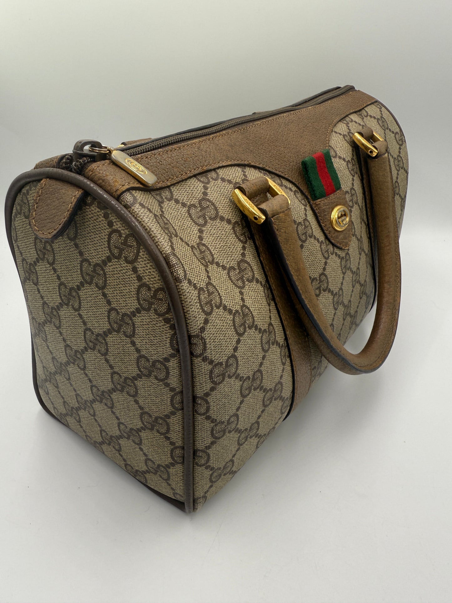 Gucci Supreme Coated Canvas Sherry Boston Bag 32cm