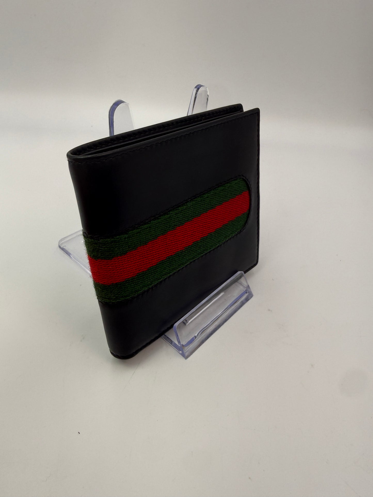 Gucci Vintage Black Leather Sherry Line Bifold Wallet with Box