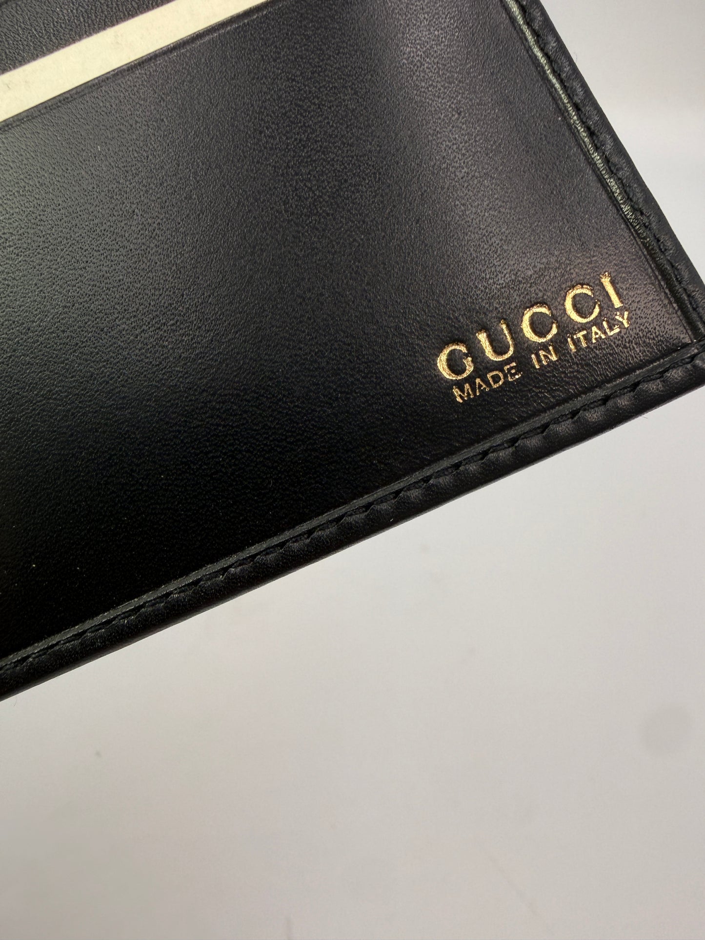 Gucci Vintage Black Leather Sherry Line Bifold Wallet with Box