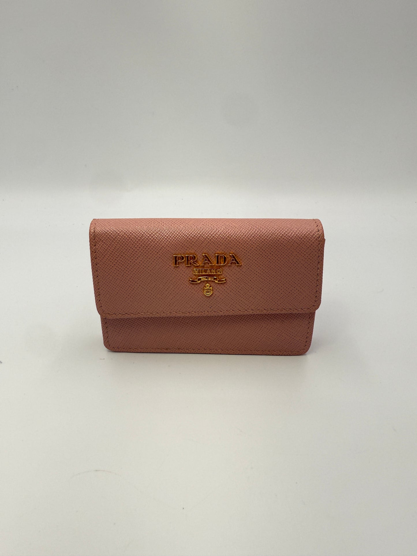 Prada Blush Pink Saffiano Leather Compact Card Holder