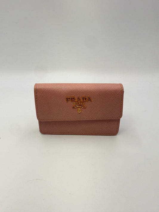 Prada Blush Pink Saffiano Leather Compact Card Holder