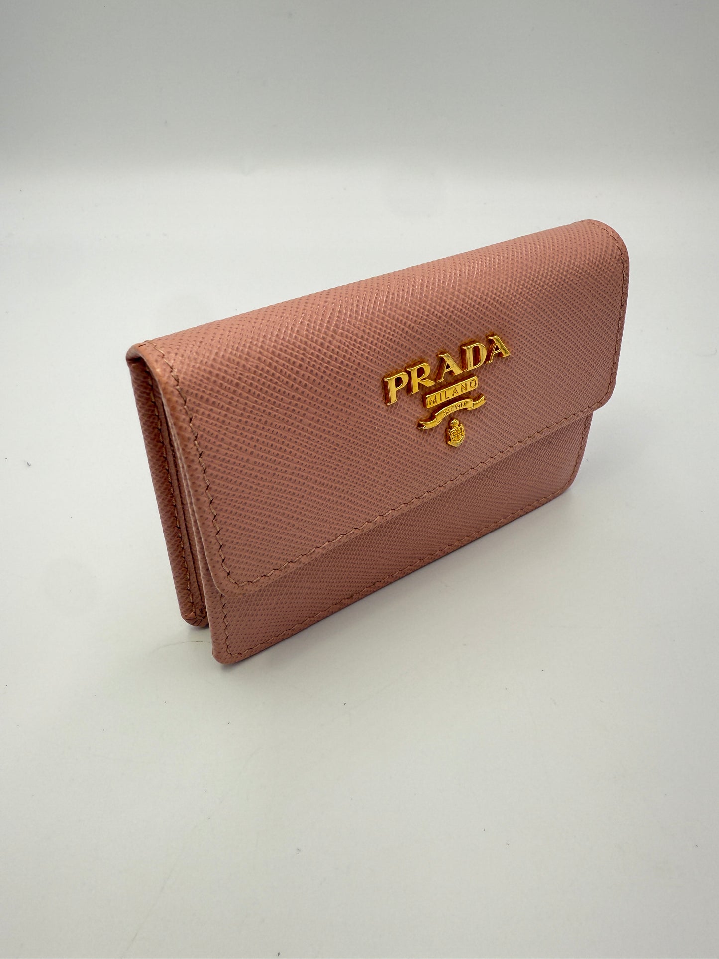 Prada Blush Pink Saffiano Leather Compact Card Holder