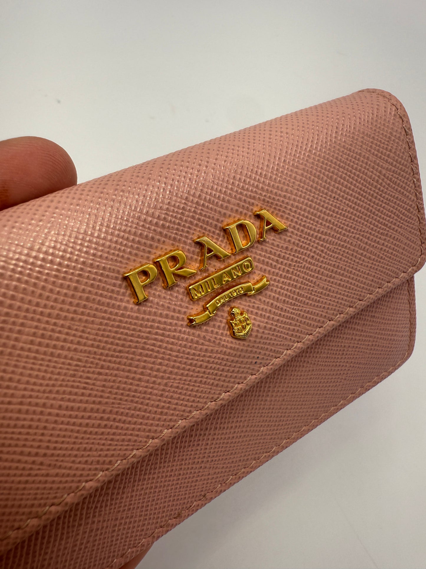 Prada Blush Pink Saffiano Leather Compact Card Holder