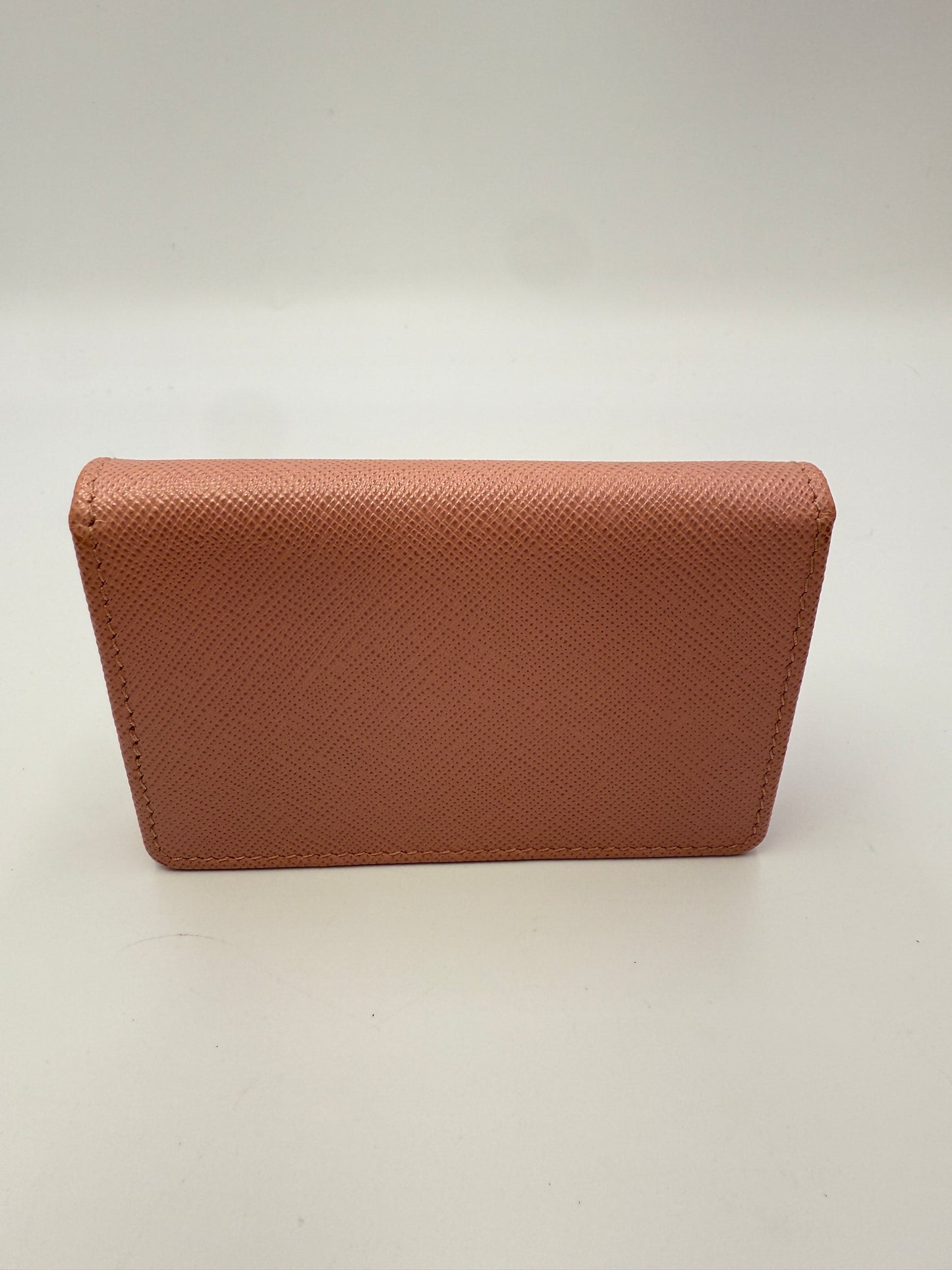 Prada Blush Pink Saffiano Leather Compact Card Holder